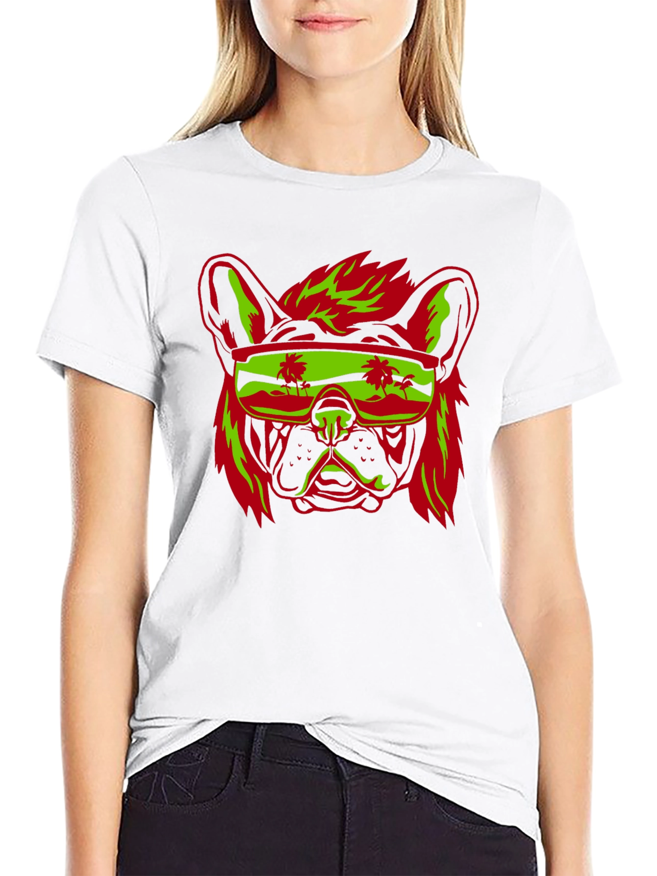 Black Cool Dog Graphic Print Black T-Shirt view 9