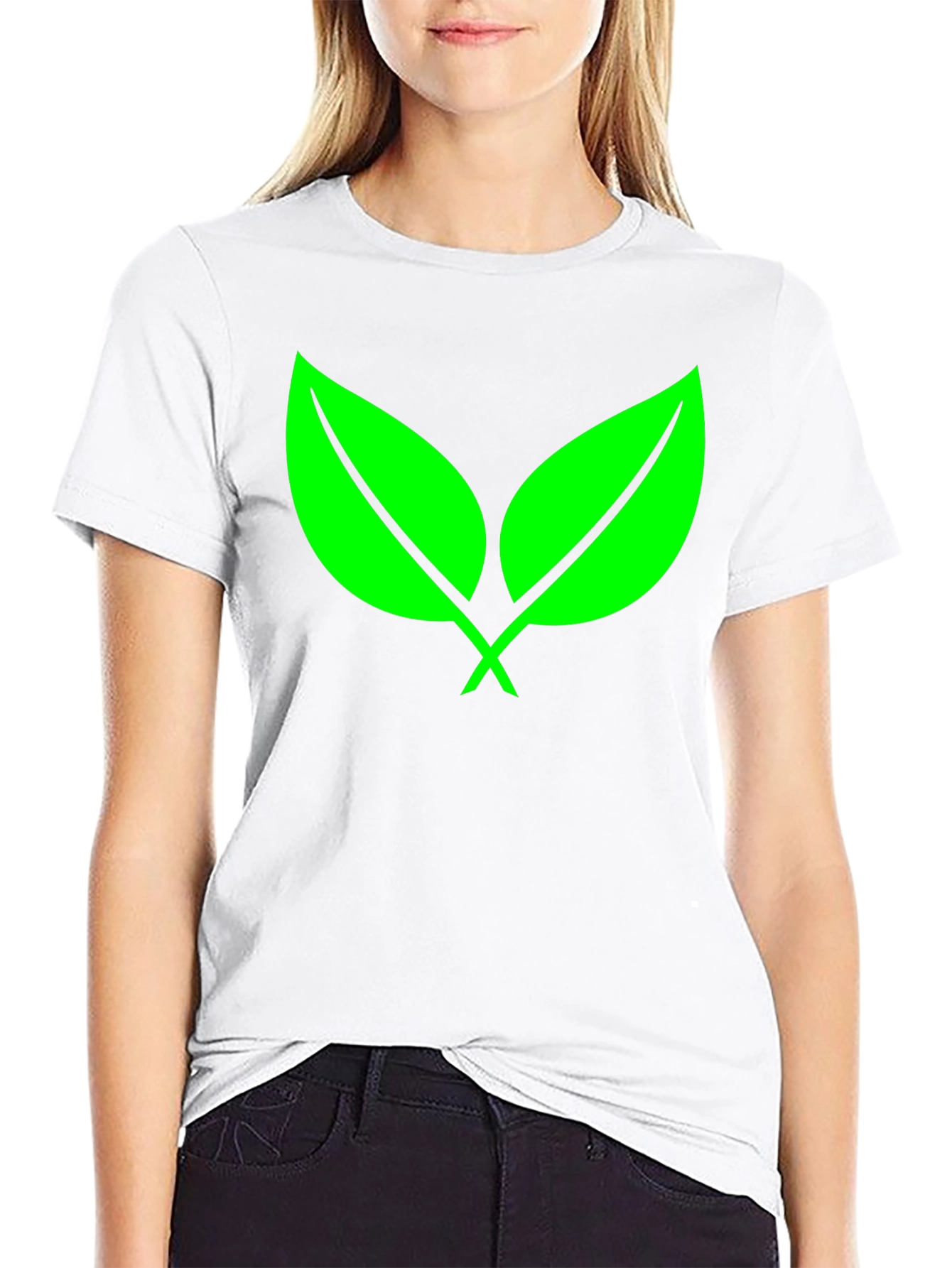 Black Eco-Friendly Green Leaf Black T-Shirt view 9