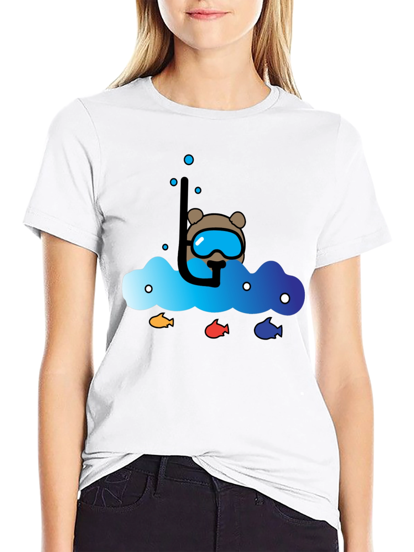 Black Scuba Bear Graphic Tee - Dive into Style! view 9