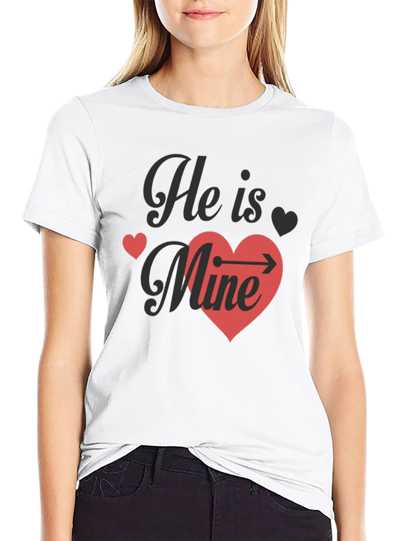 Black He Is Mine T-Shirt - Valentine's Day view 9