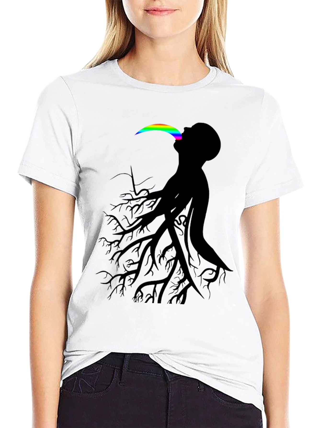 Black Abstract Tree Man Graphic Tee - Black view 9