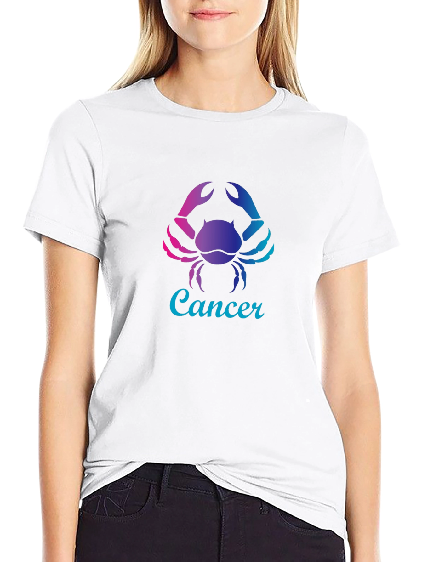Black Cancer Zodiac T-Shirt - Gradient Crab Design view 9