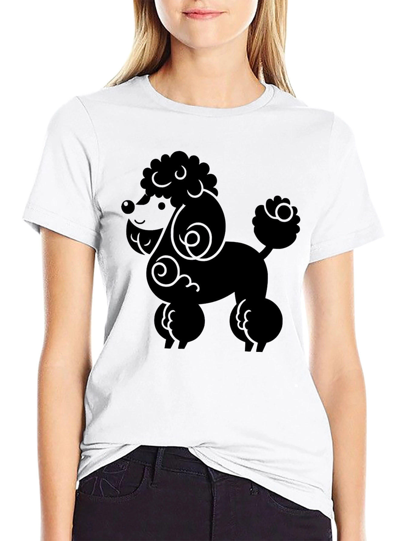 Black Poodle Graphic Tee - Stylish Black Dog Lover Shirt view 9