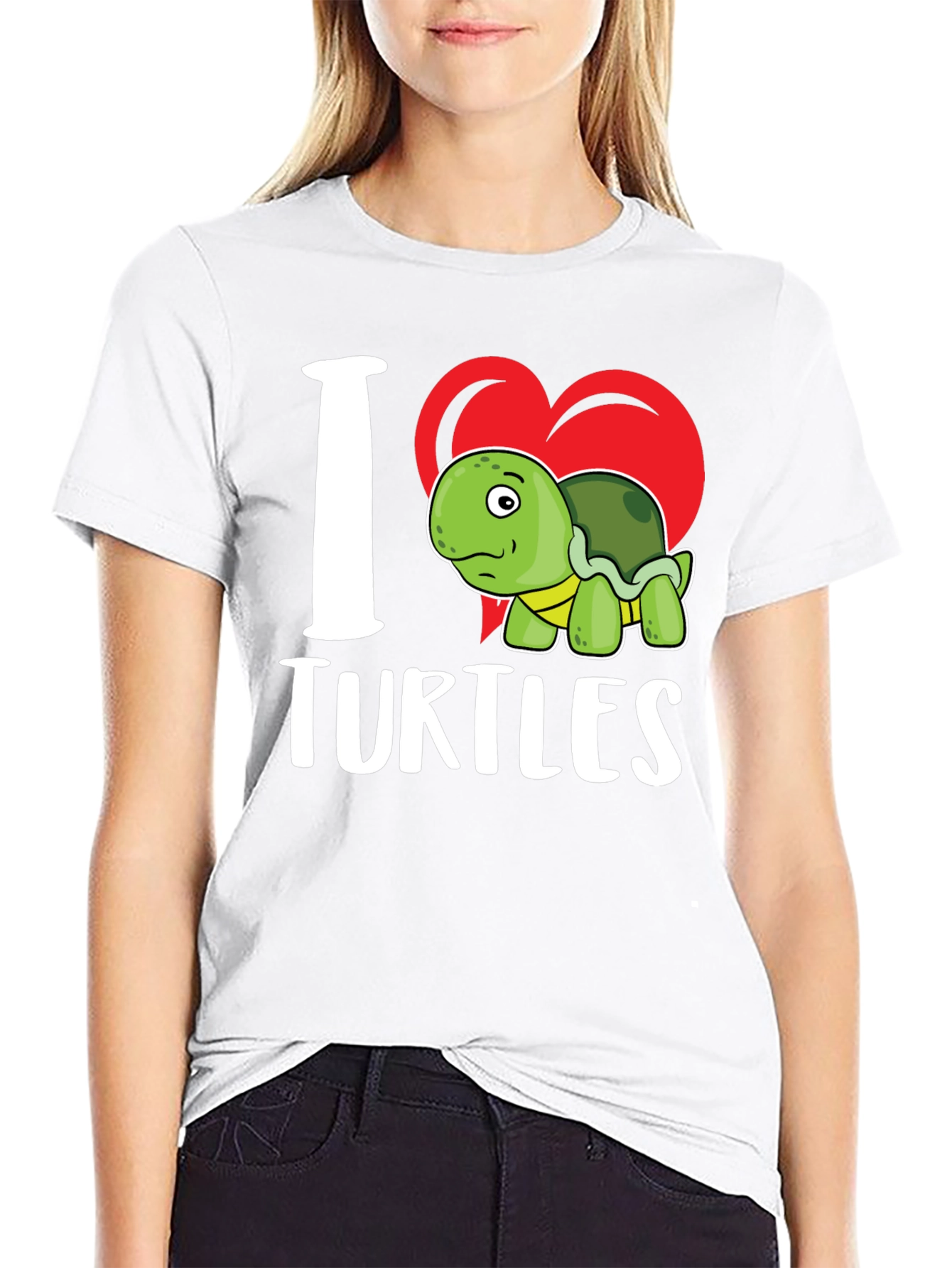 Black I Heart Turtles Graphic T-Shirt view 9