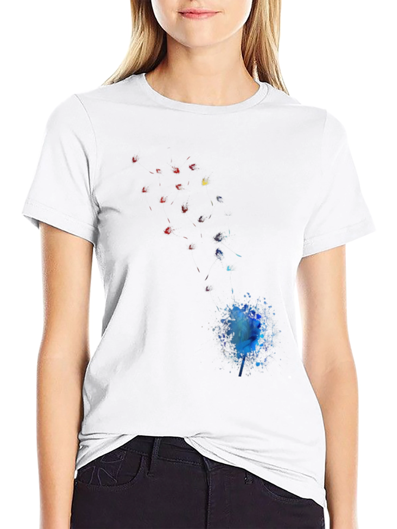 Black Abstract Watercolor Graphic Black Tee view 9