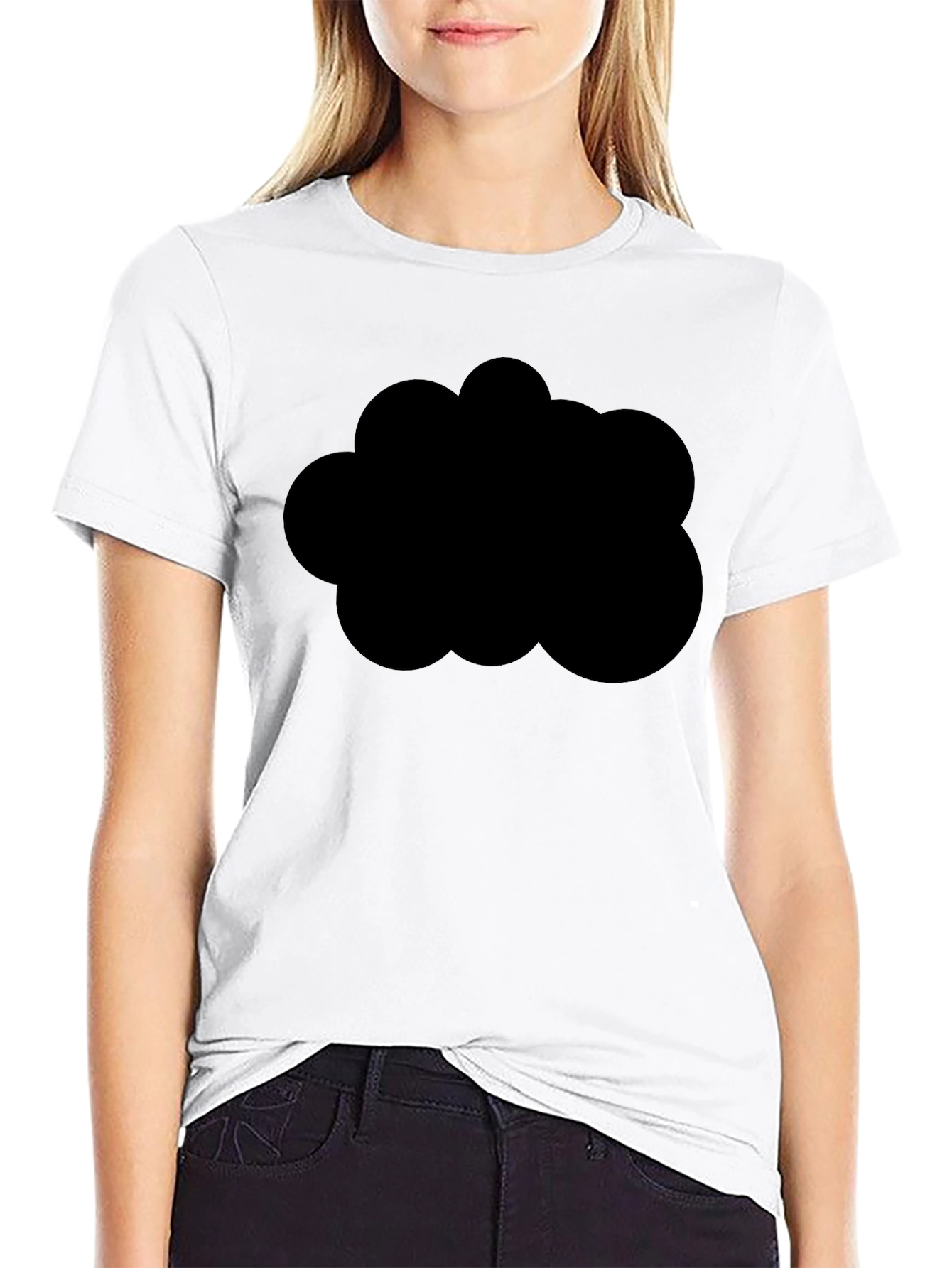 Black Black Graphic Tee - Abstract Cloud Design view 9