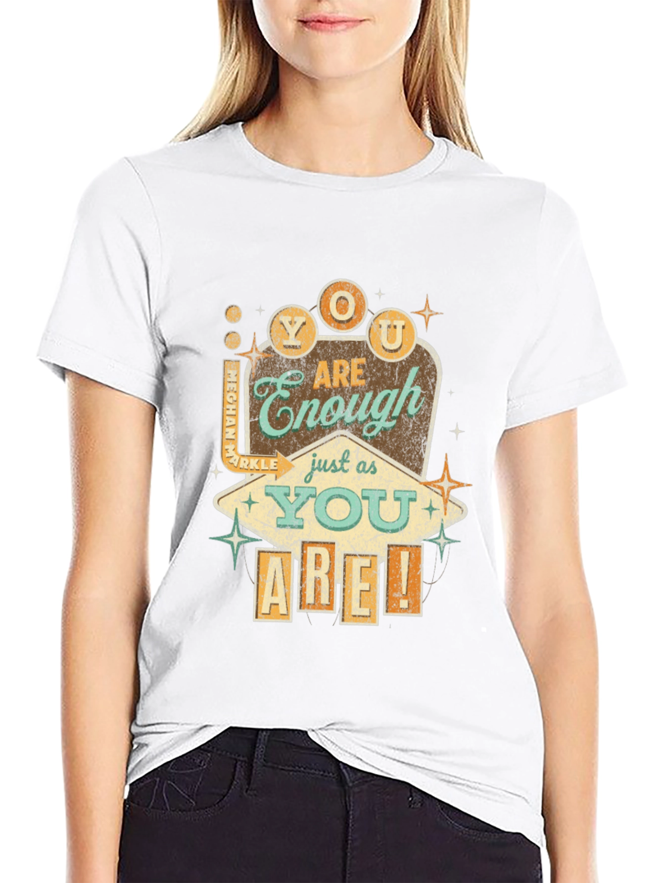 Black Retro You Are Enough Graphic Tee - Black view 9