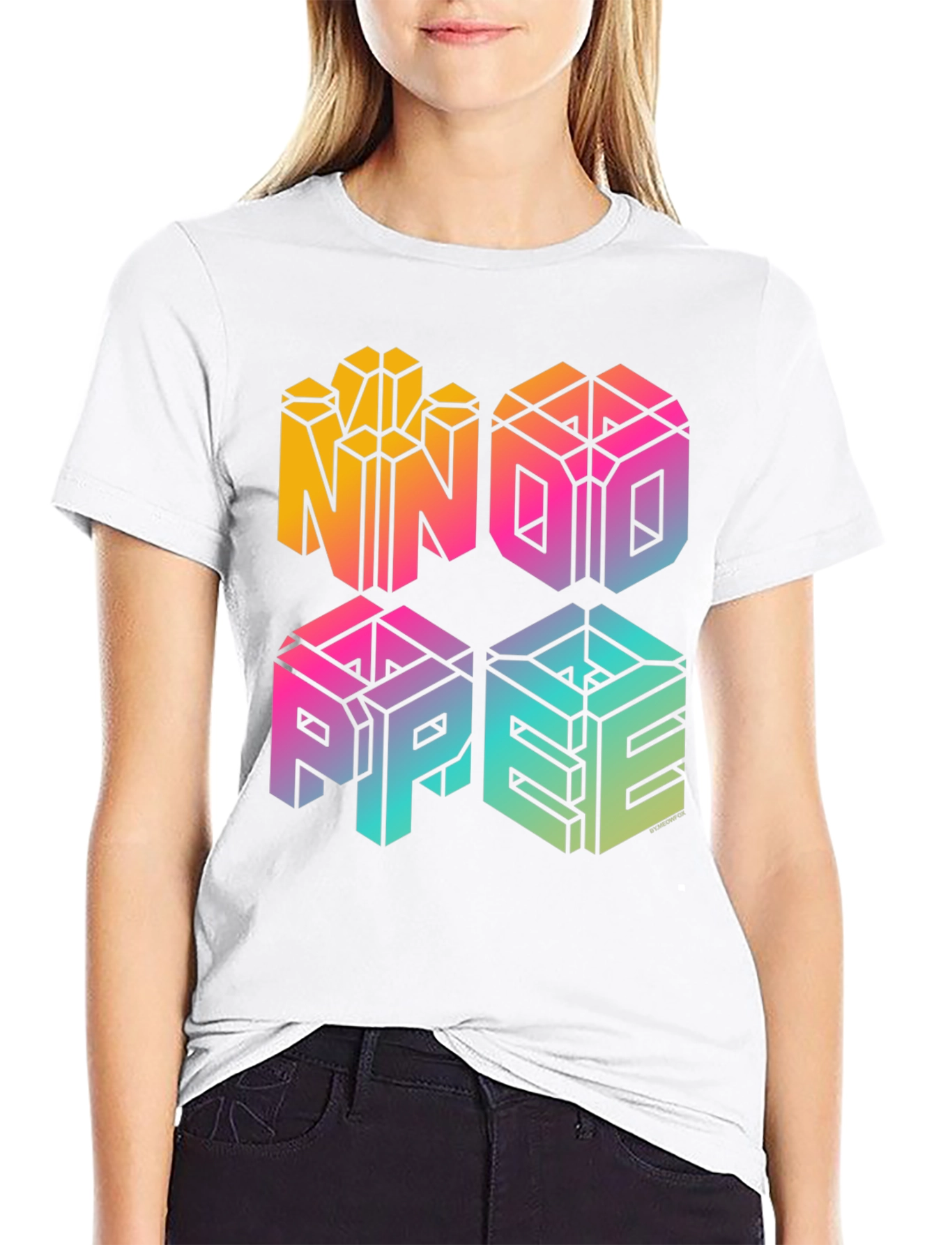 Black NNOO PPEE Graphic Print Black T-Shirt view 9