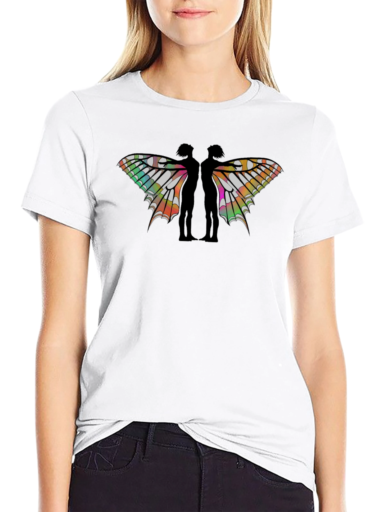 Black Abstract Butterfly Tee view 9