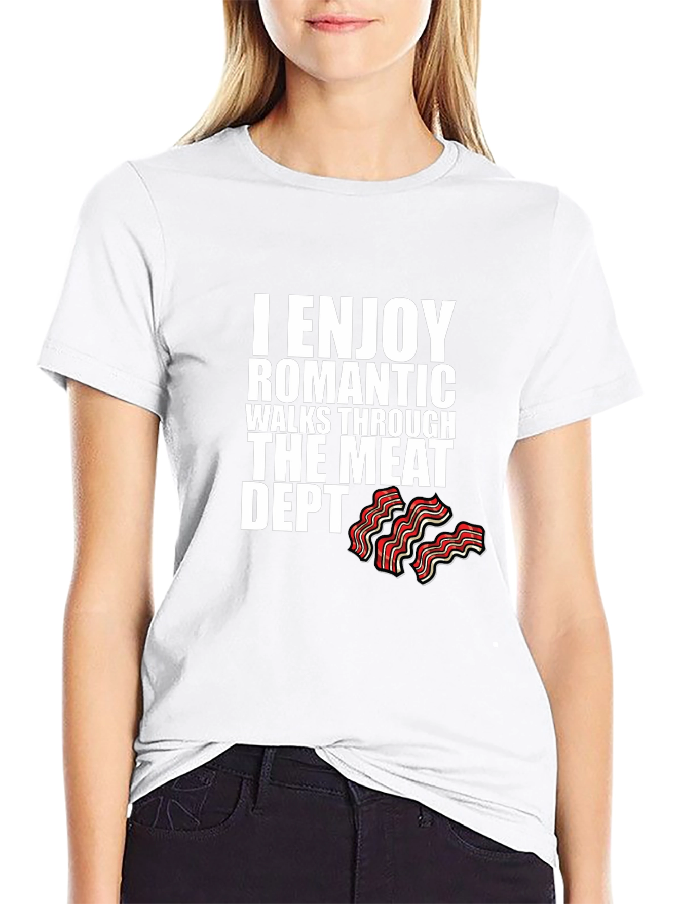 Black I Enjoy Romantic Walks Meat Dept. T-Shirt view 9