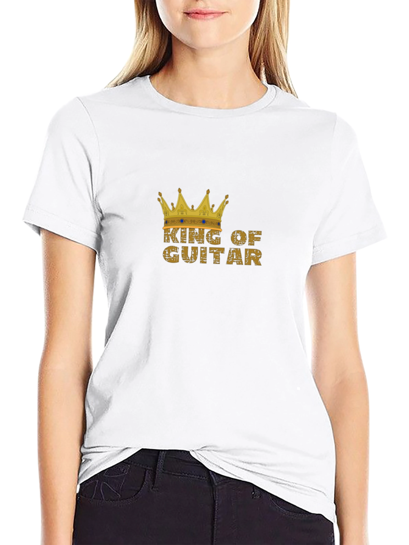Black King of Guitar Graphic Tee - Black Cotton T-Shirt view 9