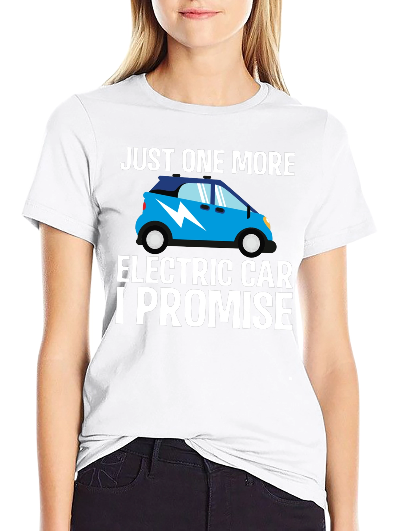 Black Just One More Electric Car T-Shirt view 9