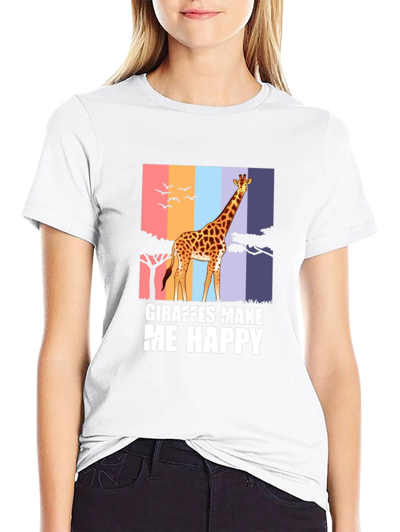 Black Giraffes Make Me Happy Graphic Tee view 9