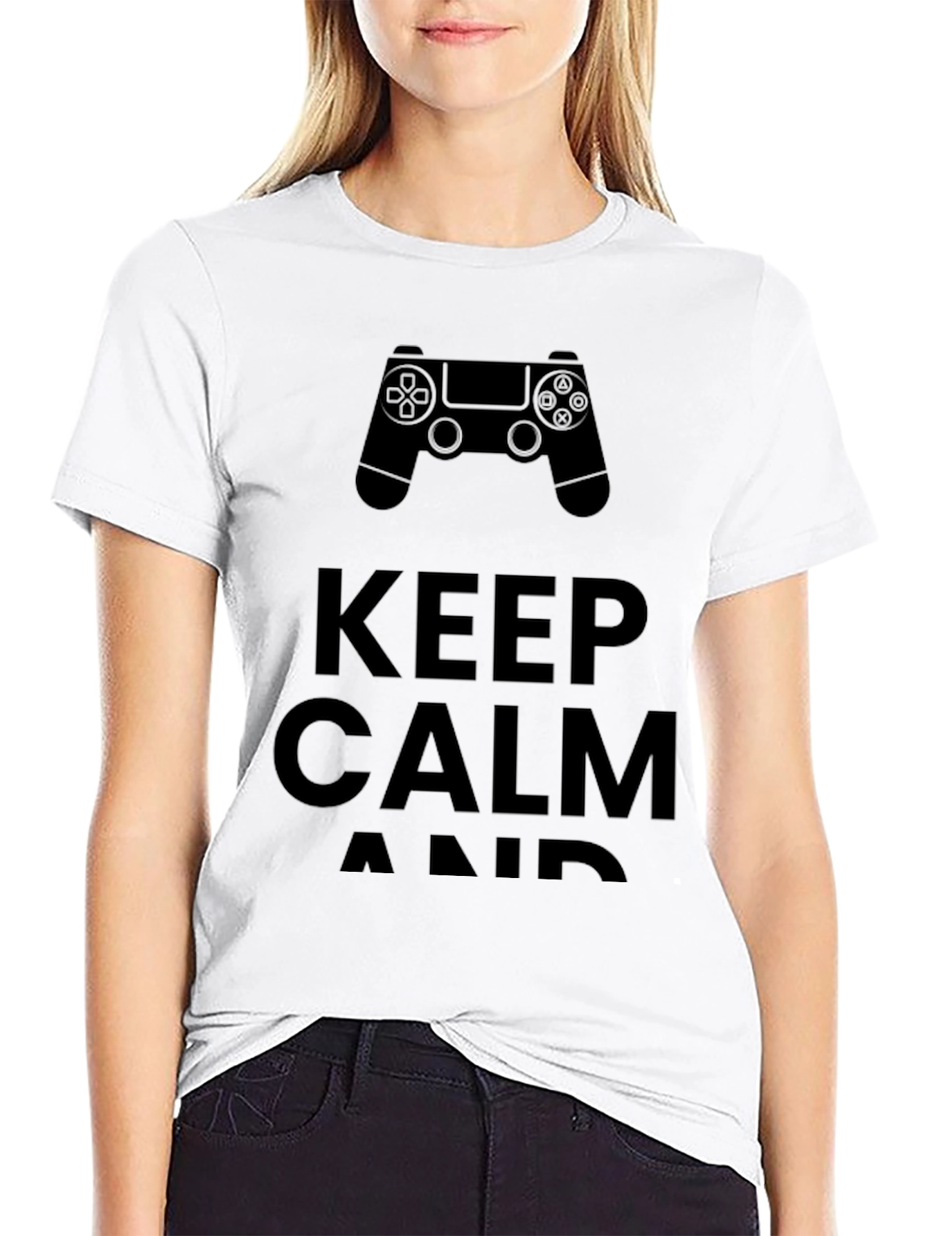 Black Keep Calm and Game On Black T-Shirt view 9