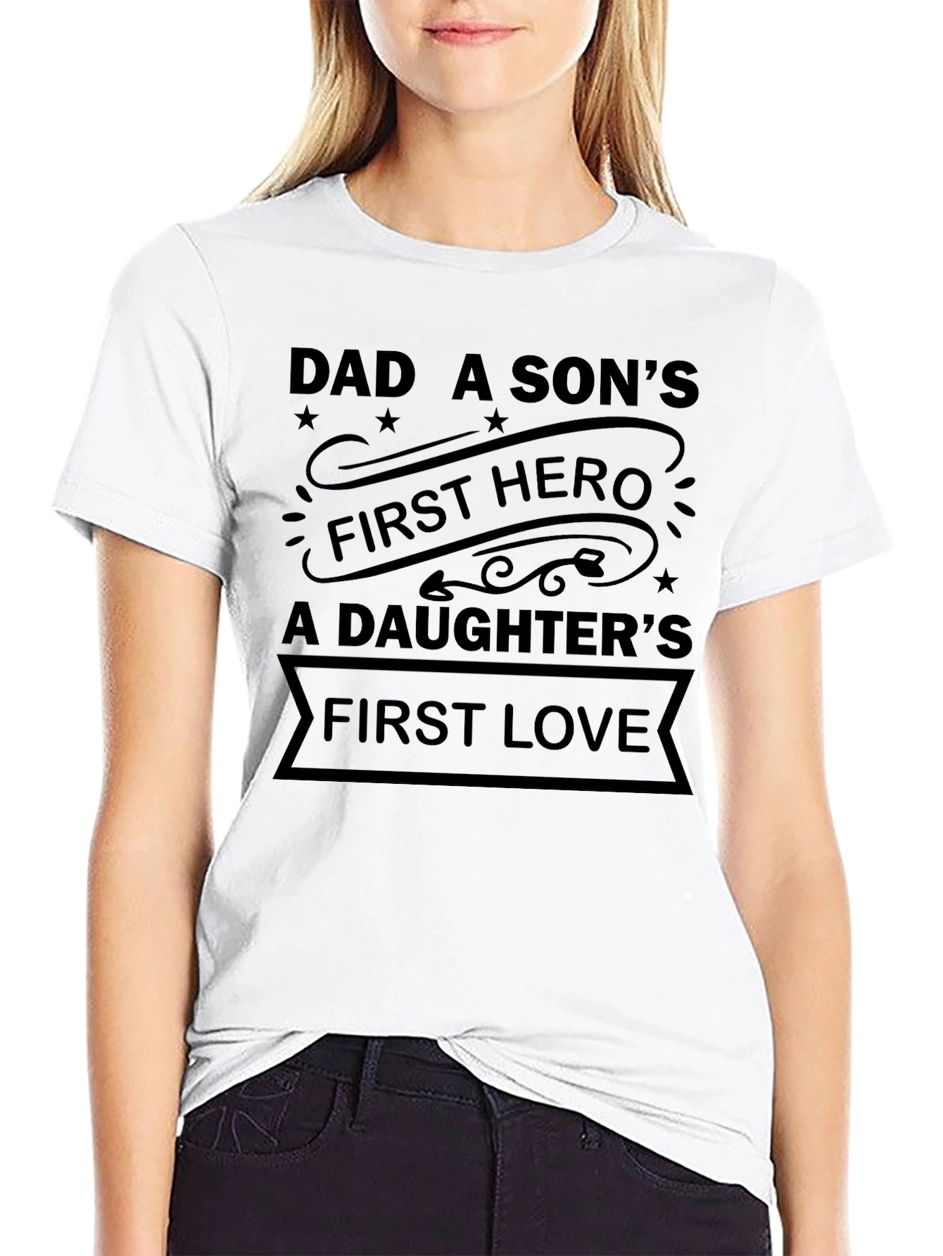 Black Dad A Son's First Hero T-Shirt Father's Day Gift view 9