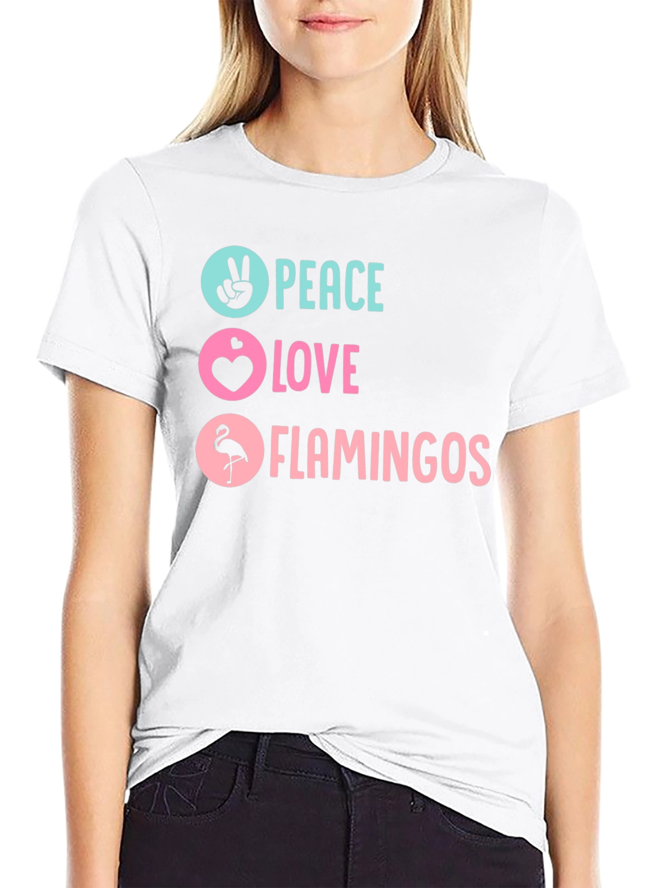 Peace Love Flamingos Graphic T-Shirt - 9