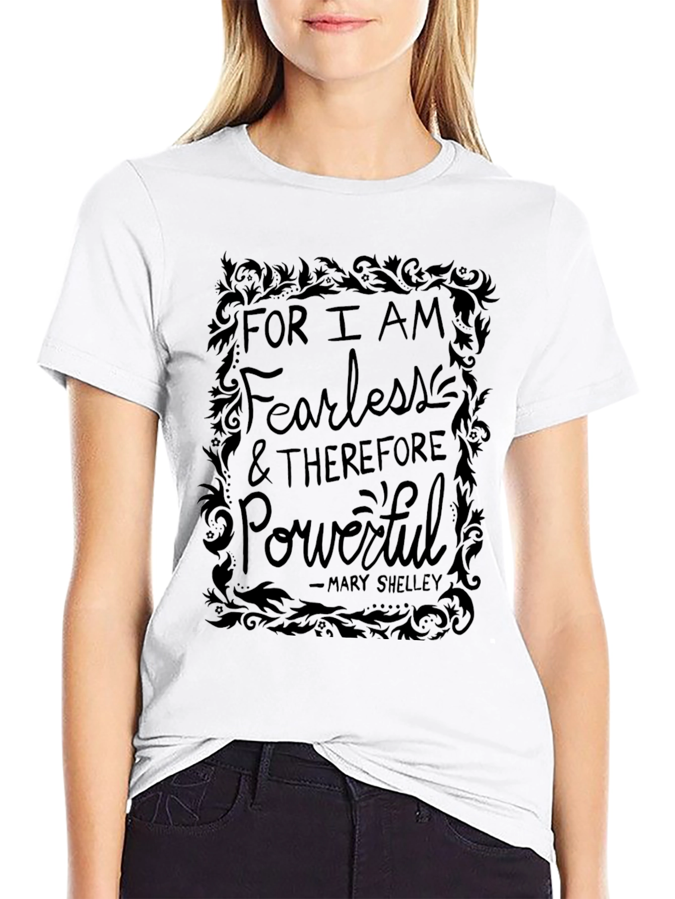 Black Fearless and Powerful T-Shirt - Literary Quote Tee view 9