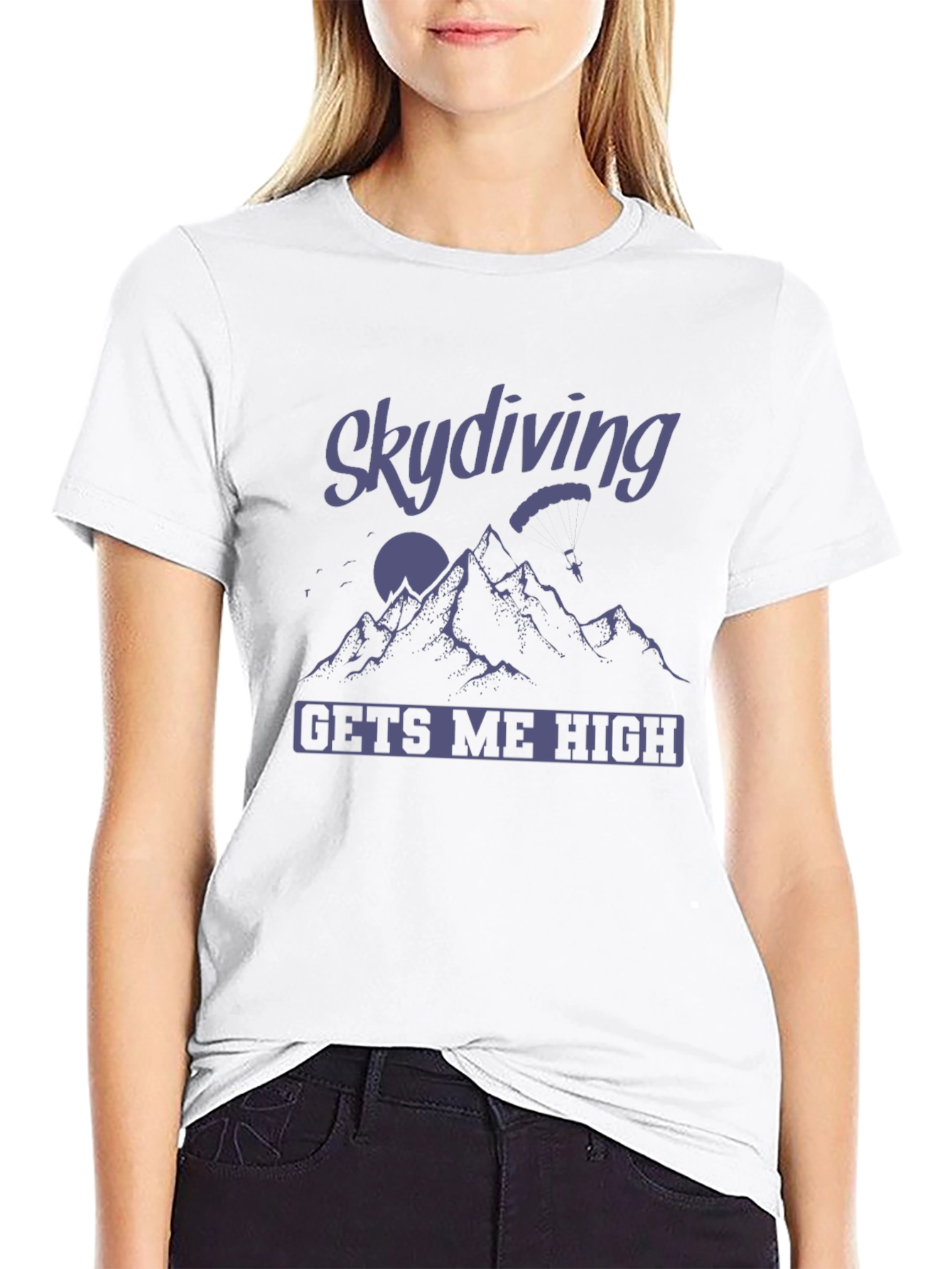 Black Skydiving Gets Me High T-Shirt view 9