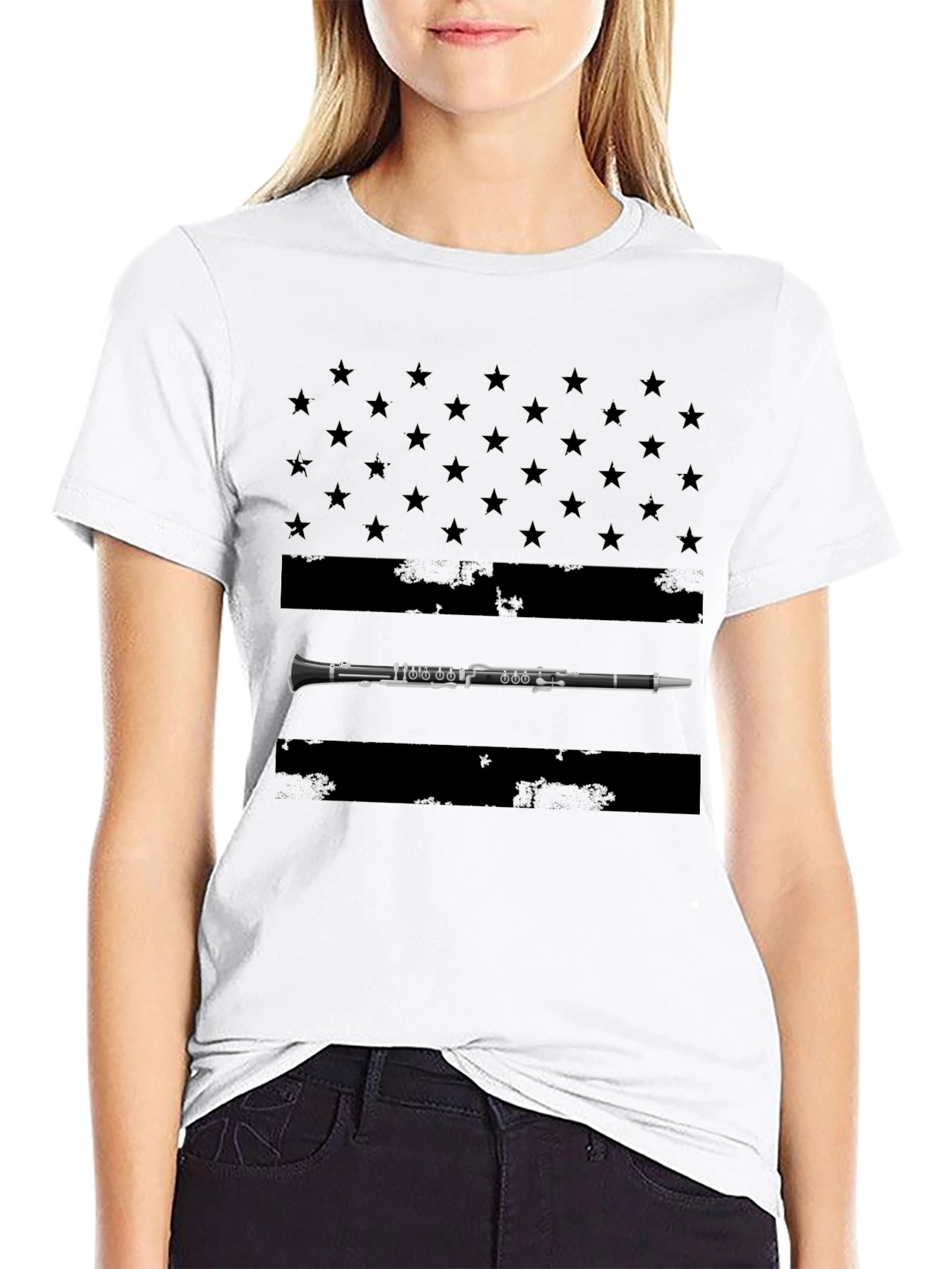 Black Clarinet American Flag T-Shirt view 9