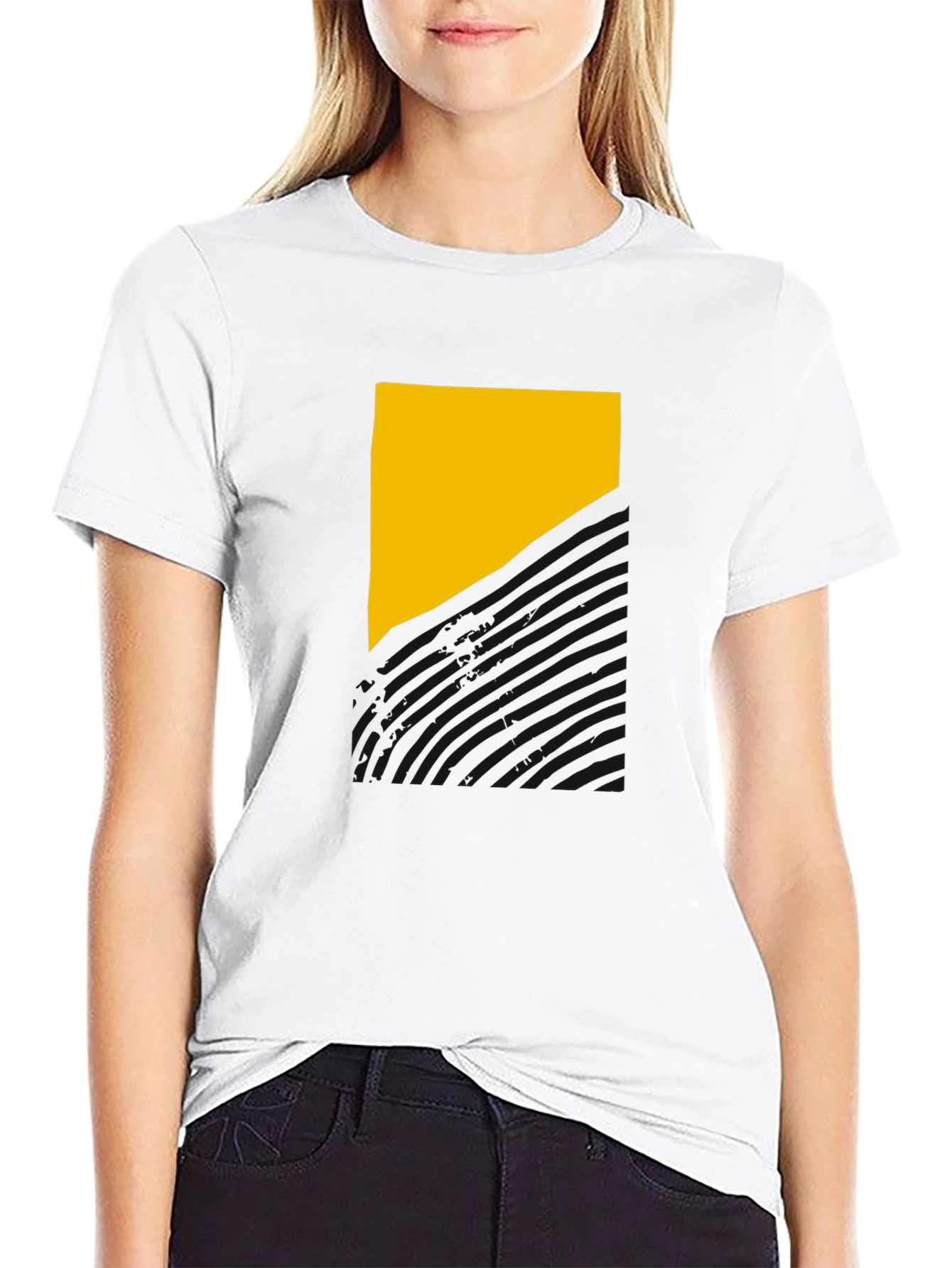 Black Abstract Geometric T-Shirt view 9