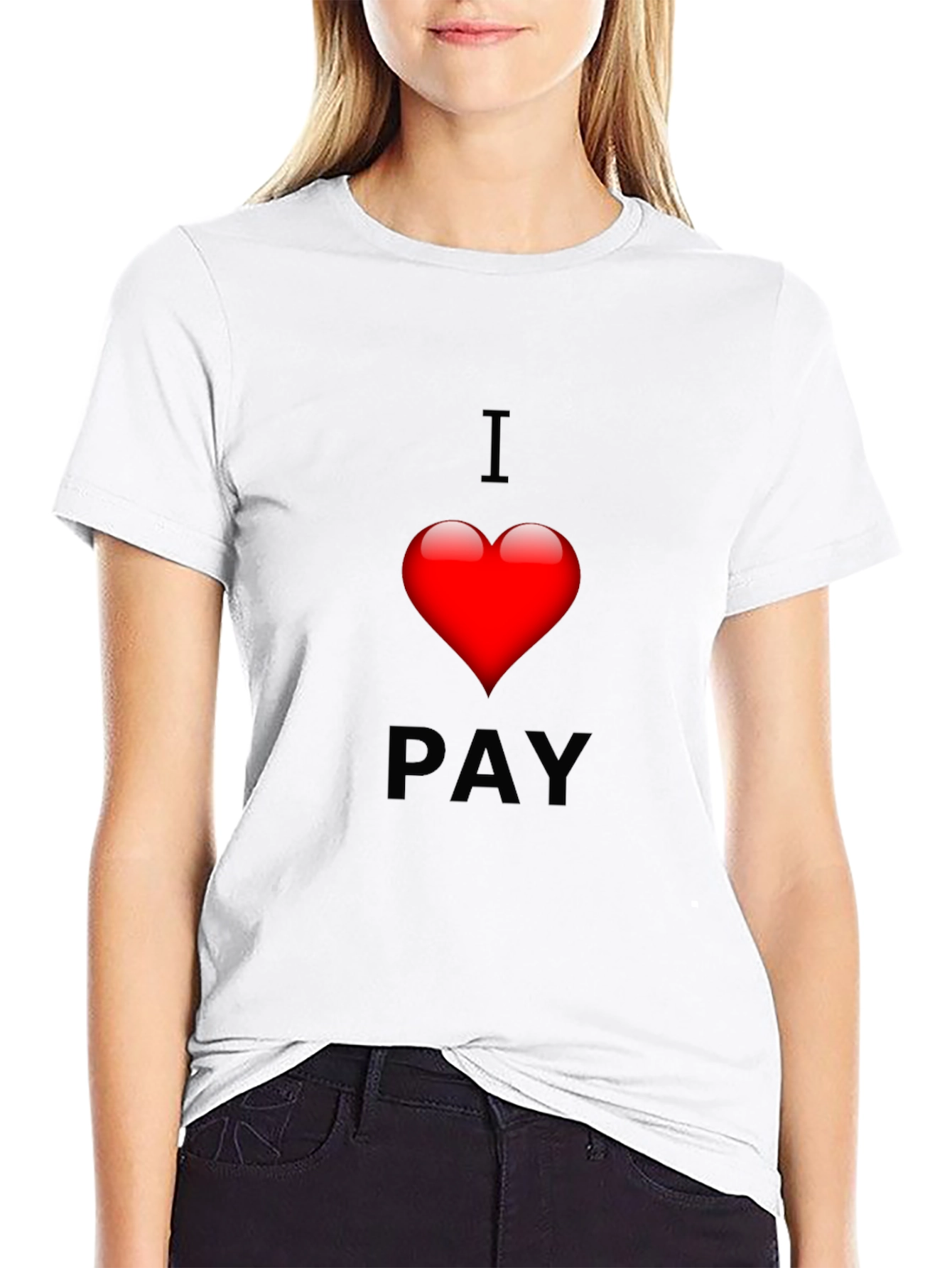 Black I Heart Pay Graphic Tee - Soft Cotton Blend T-Shirt view 9
