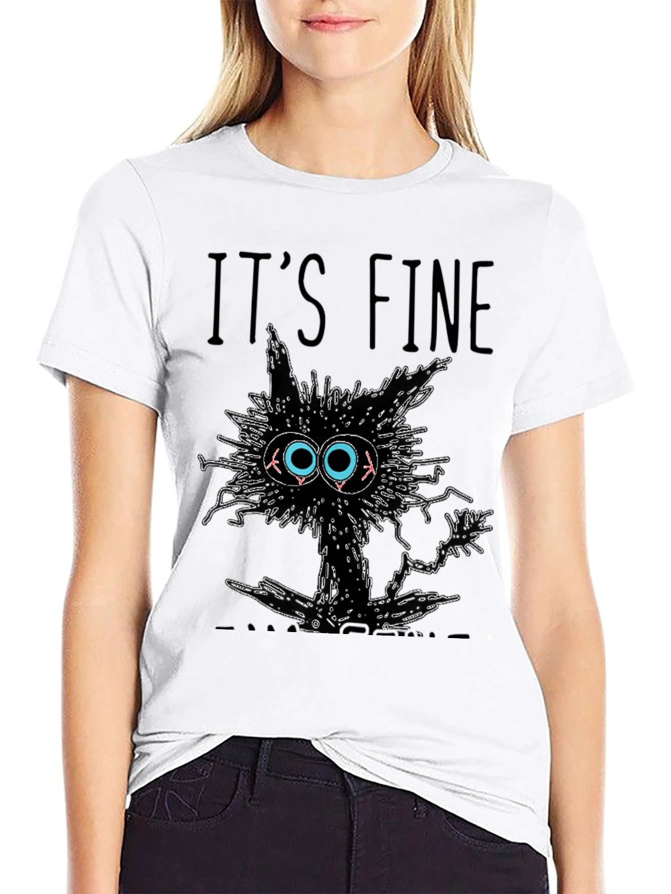 Black It's Fine I'm Fine Everything Is Fine T-Shirt view 9