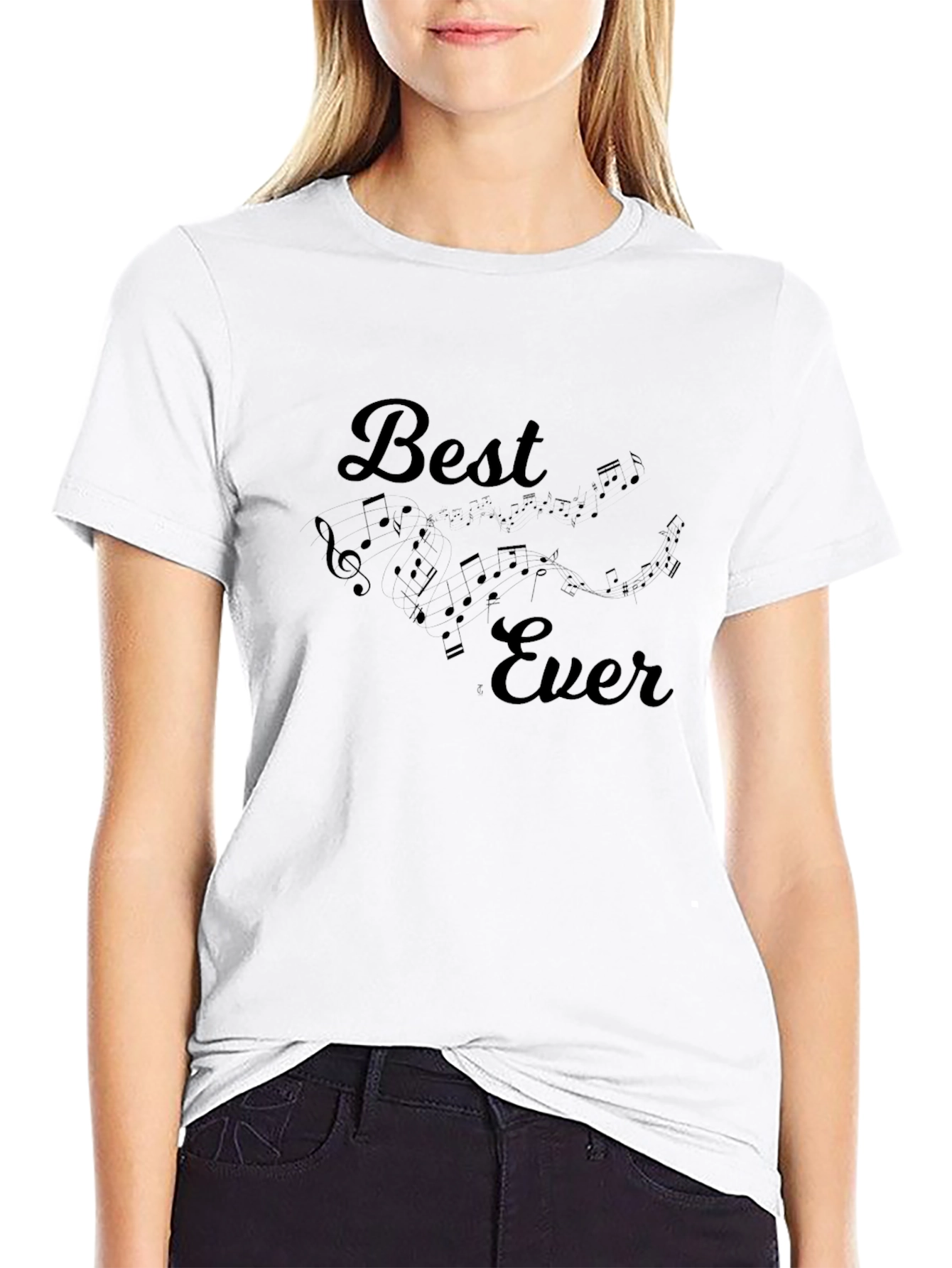 Black Best Ever Music Notes T-Shirt - Black view 9