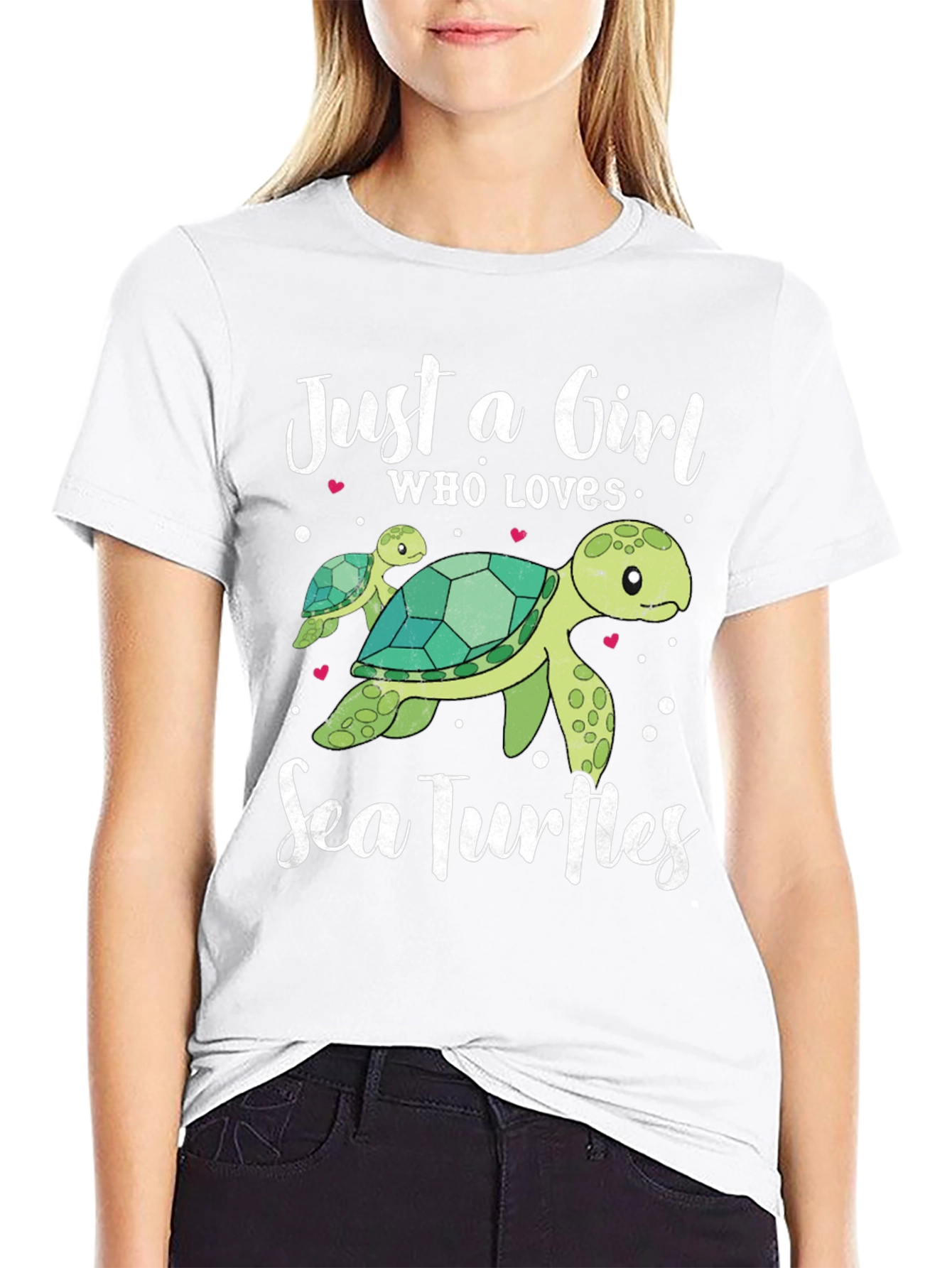 Black Just A Girl Who Loves Sea Turtles T-Shirt view 9