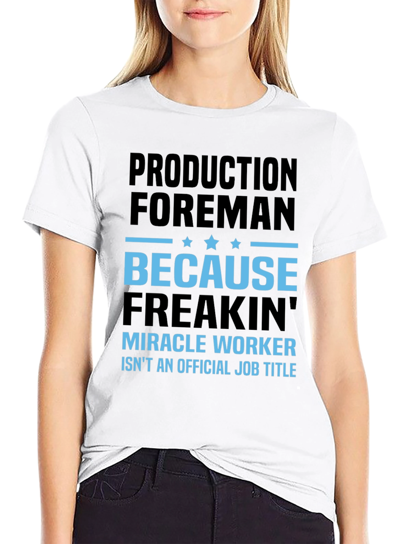 Black Production Foreman Miracle Worker Funny Job Title T-Shirt view 9