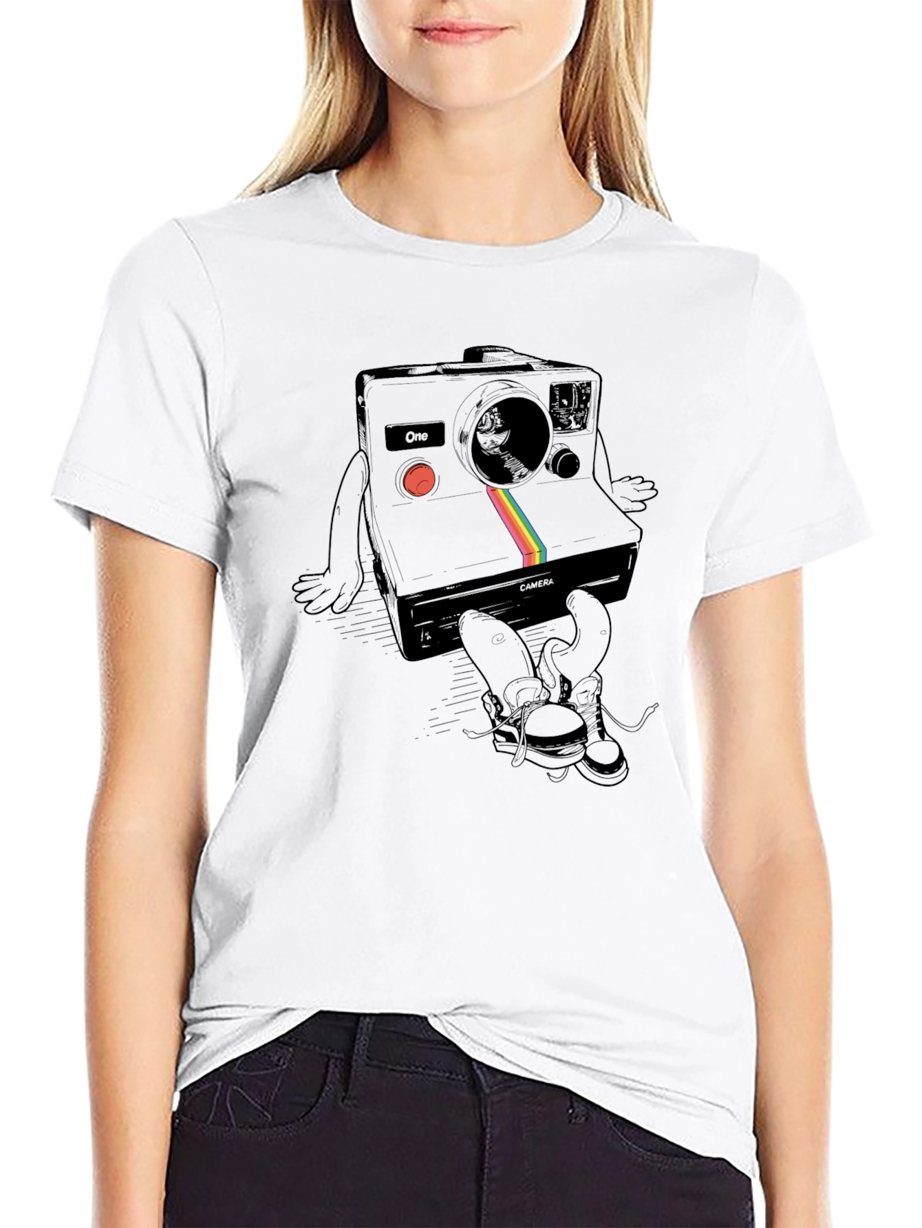 Black Retro Camera Graphic Tee - Unisex Black T-Shirt view 9
