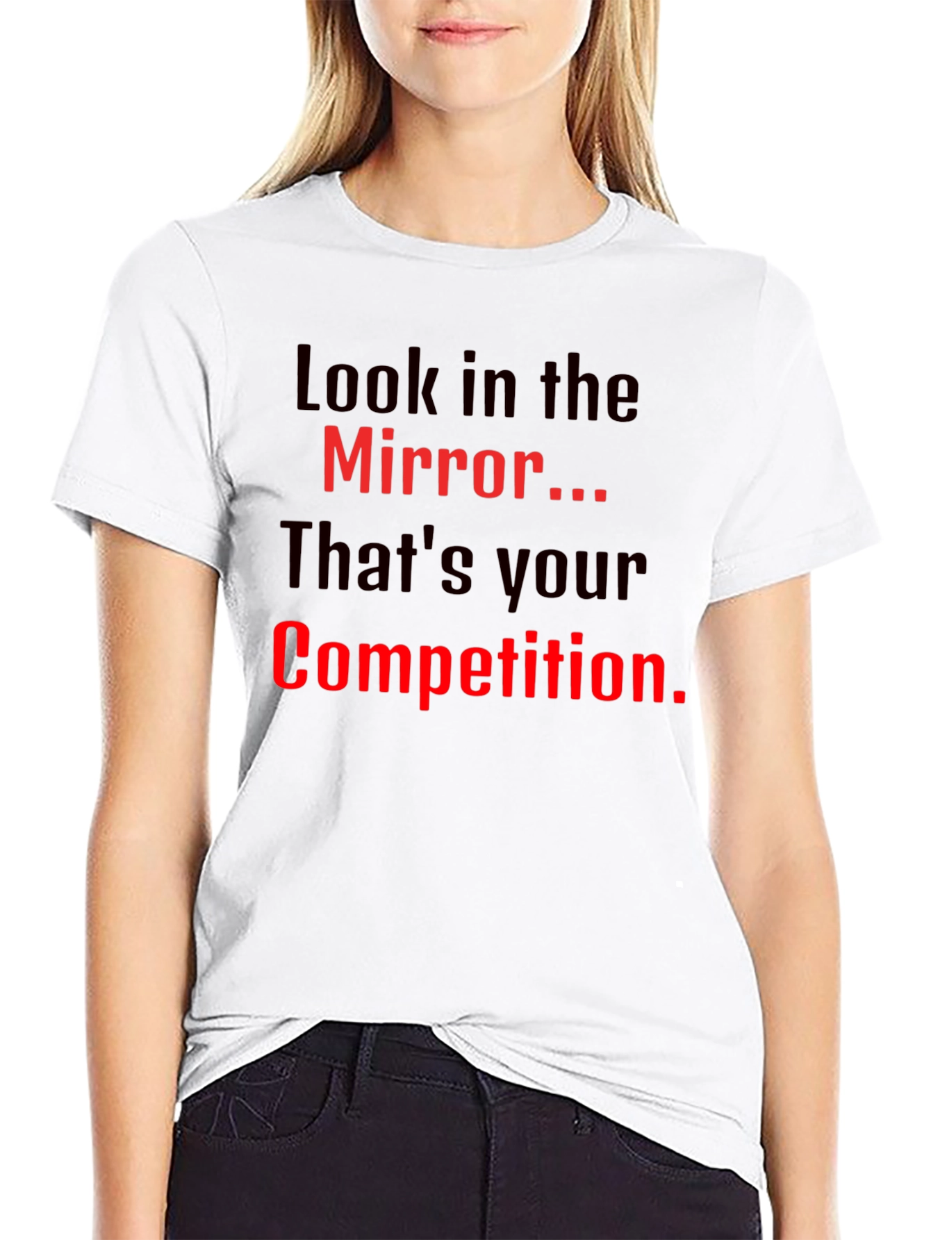 Black Motivational Mirror Competition Black T-Shirt view 9