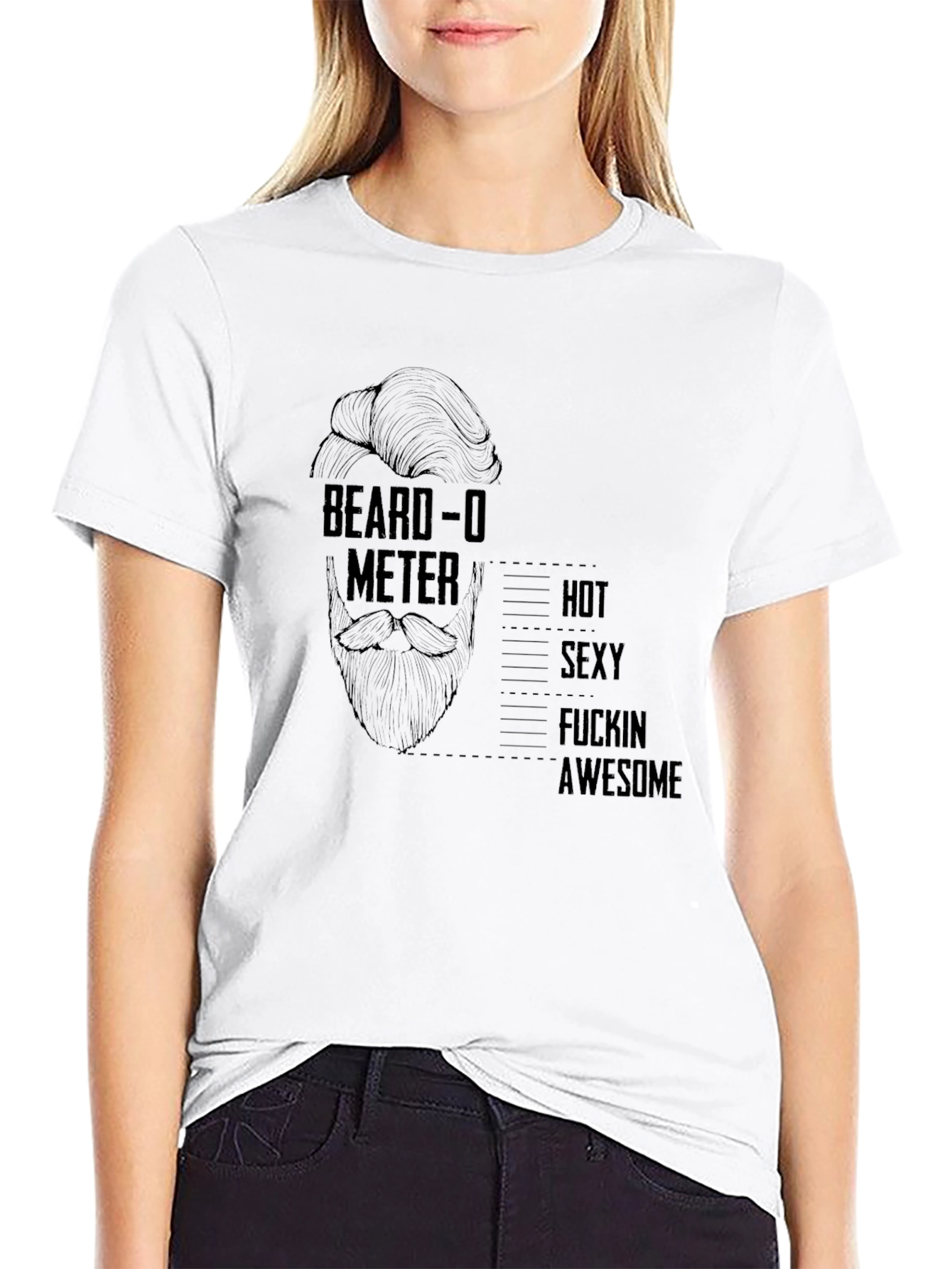 Black Beard-O-Meter Graphic Tee - Funny Mens T-Shirt view 9