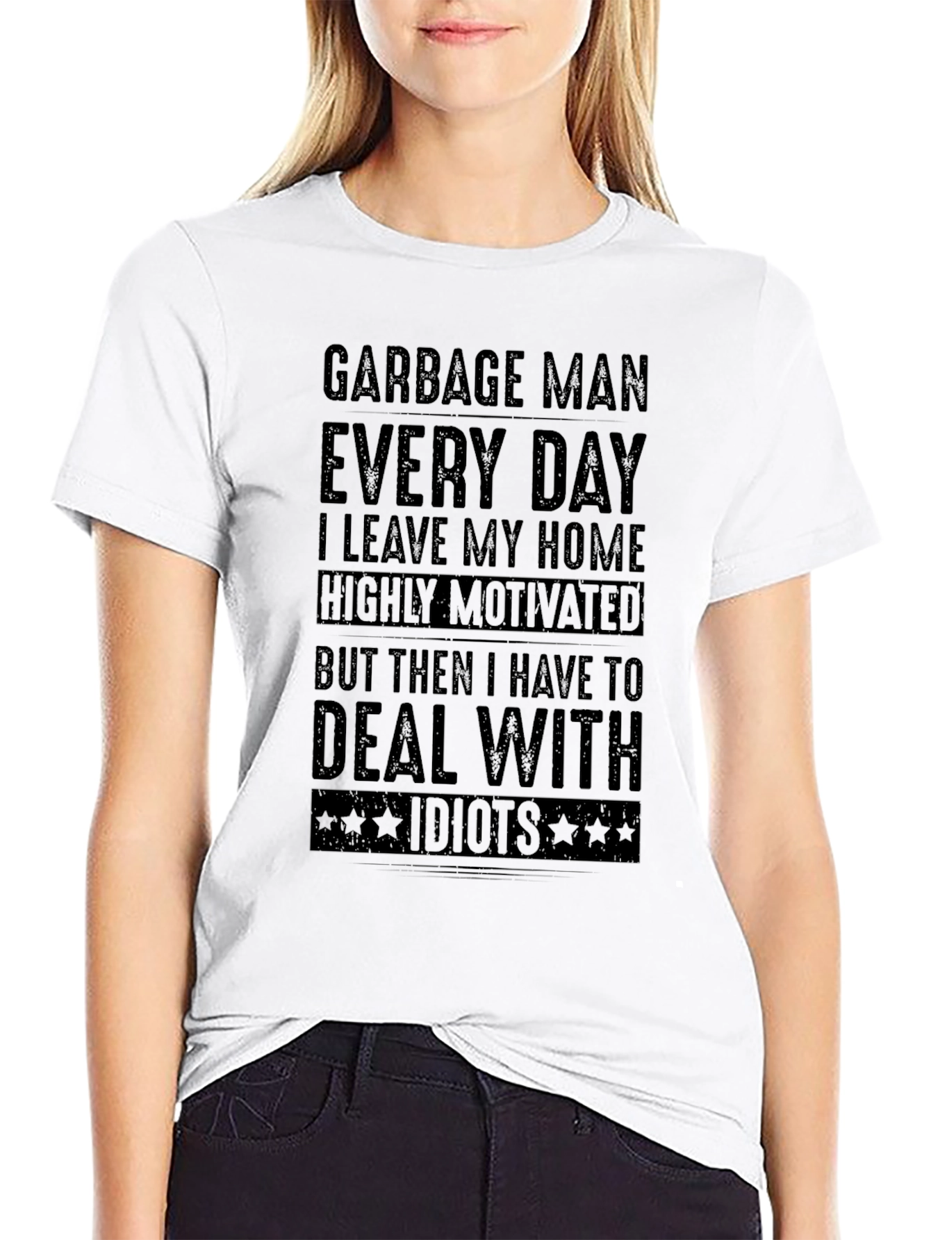 Black Garbage Man T-Shirt - Deal With Idiots Funny Tee view 9