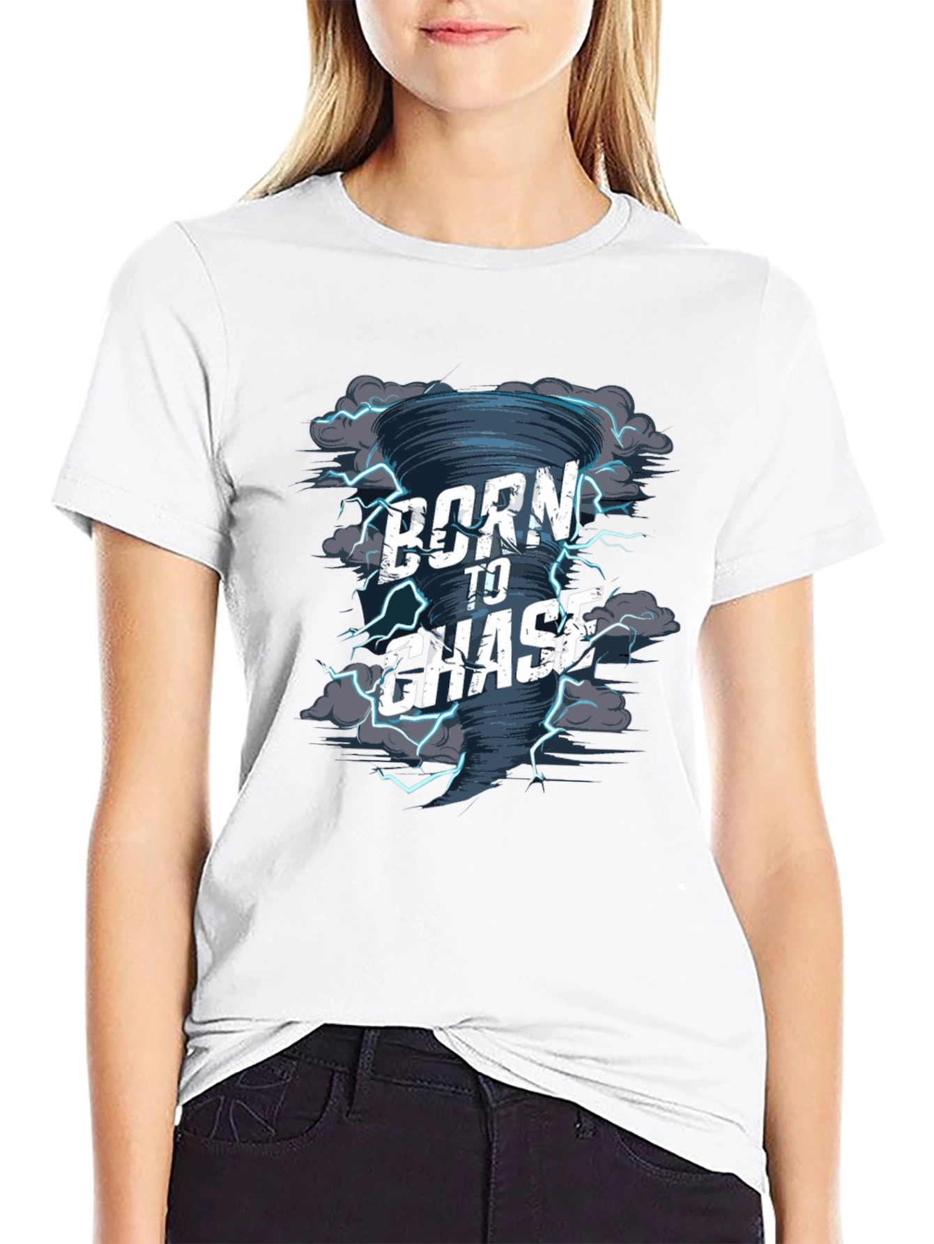 Black Born to Chase Tornado Graphic T-Shirt view 9
