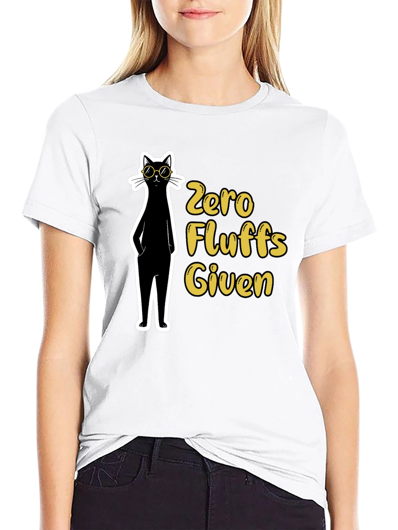 Black Zero Fluffs Given Black Cat T-Shirt view 9