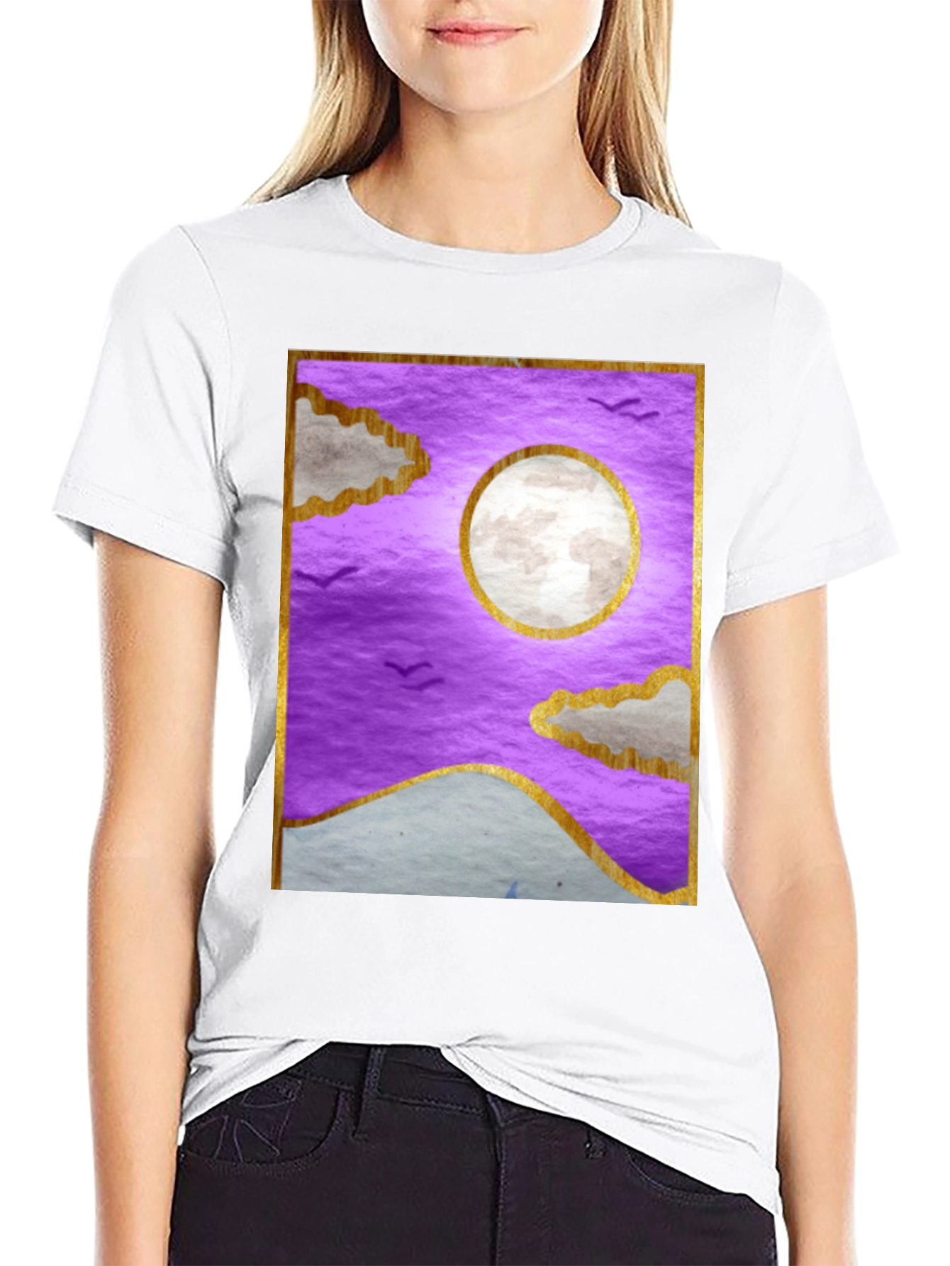 Black Purple Moonscape Graphic T-Shirt view 9