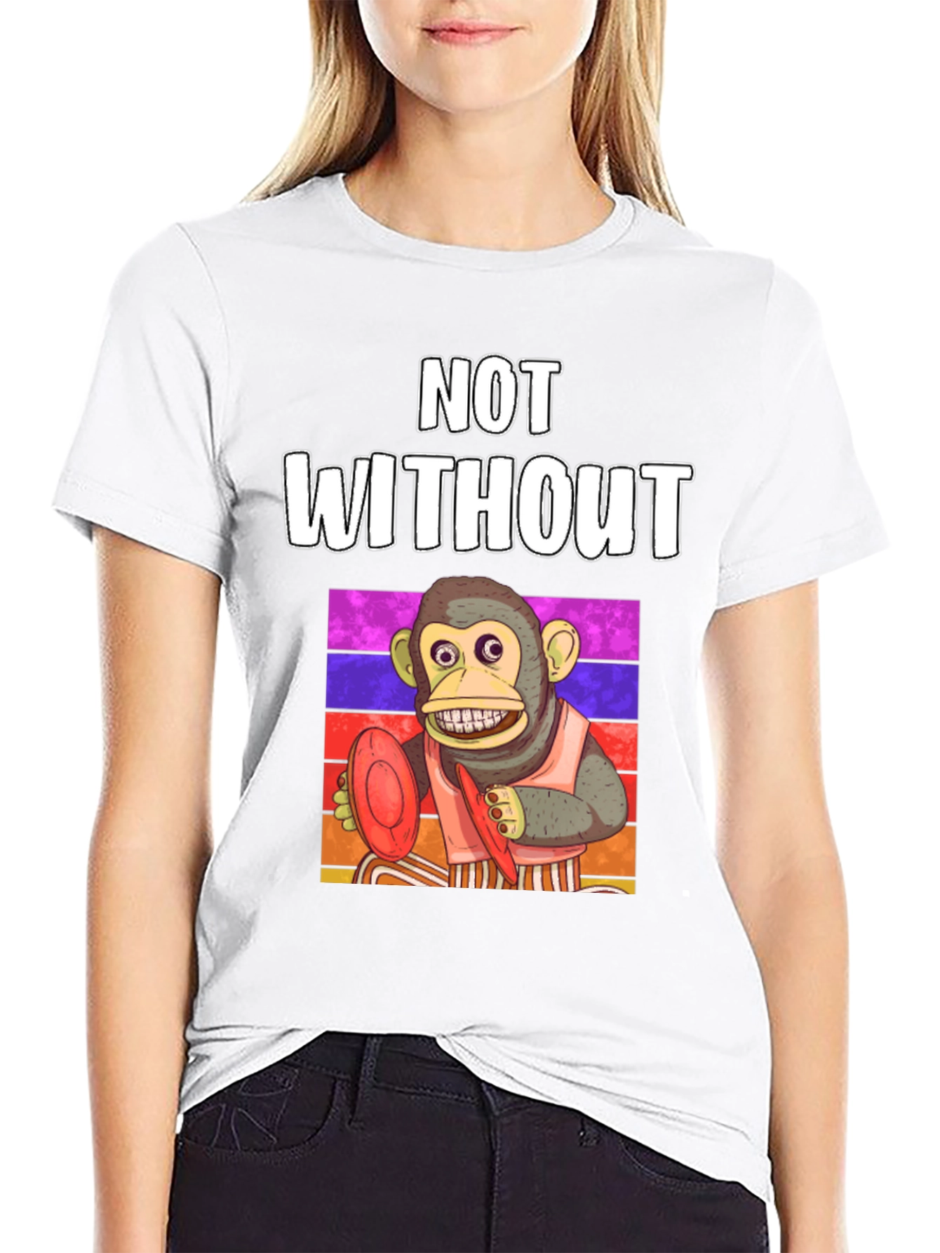 Black Funny Monkey T-Shirt - Not Without My Cymbals! view 9