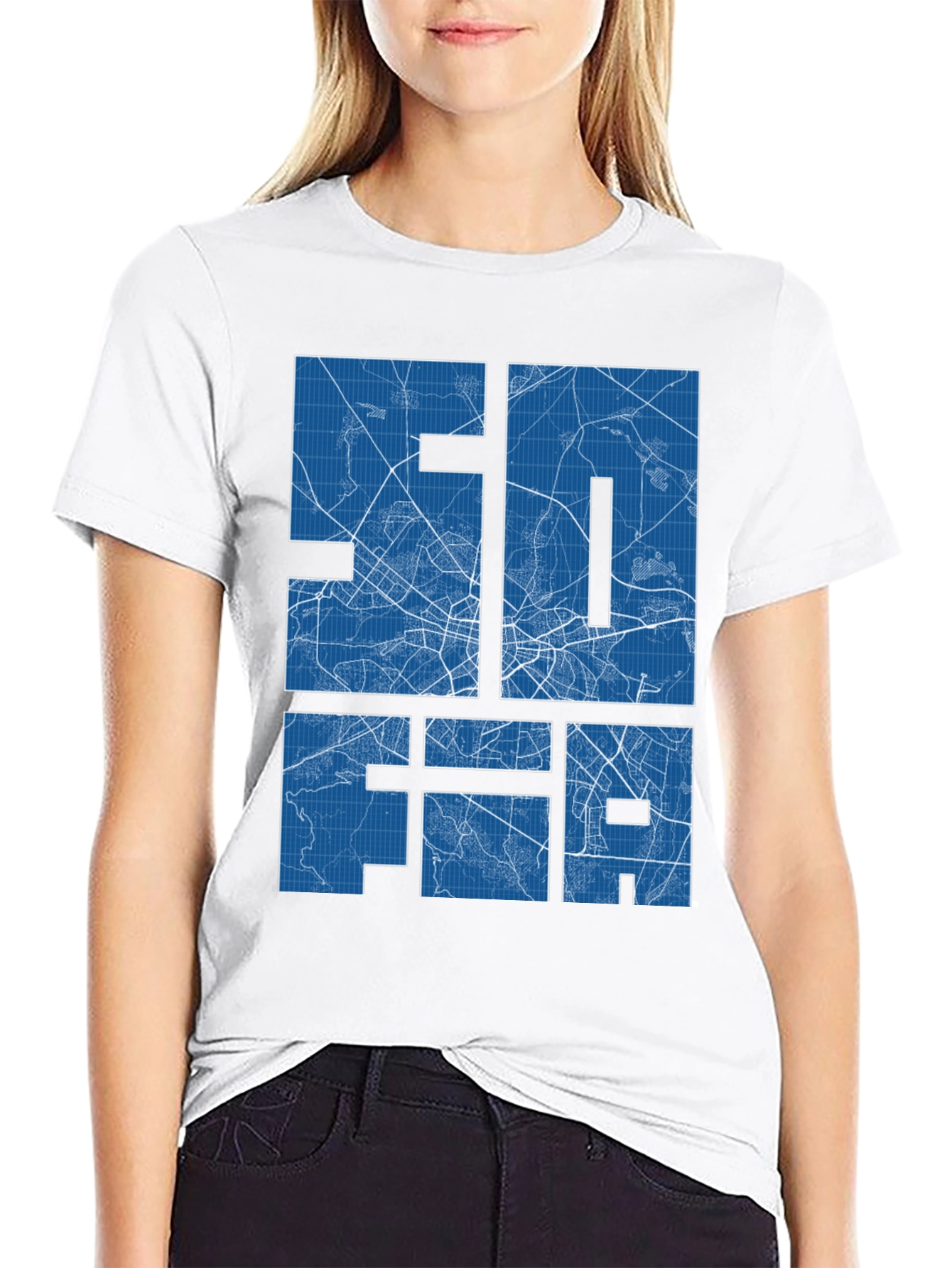 Black Sofia Blueprint Graphic T-Shirt view 9