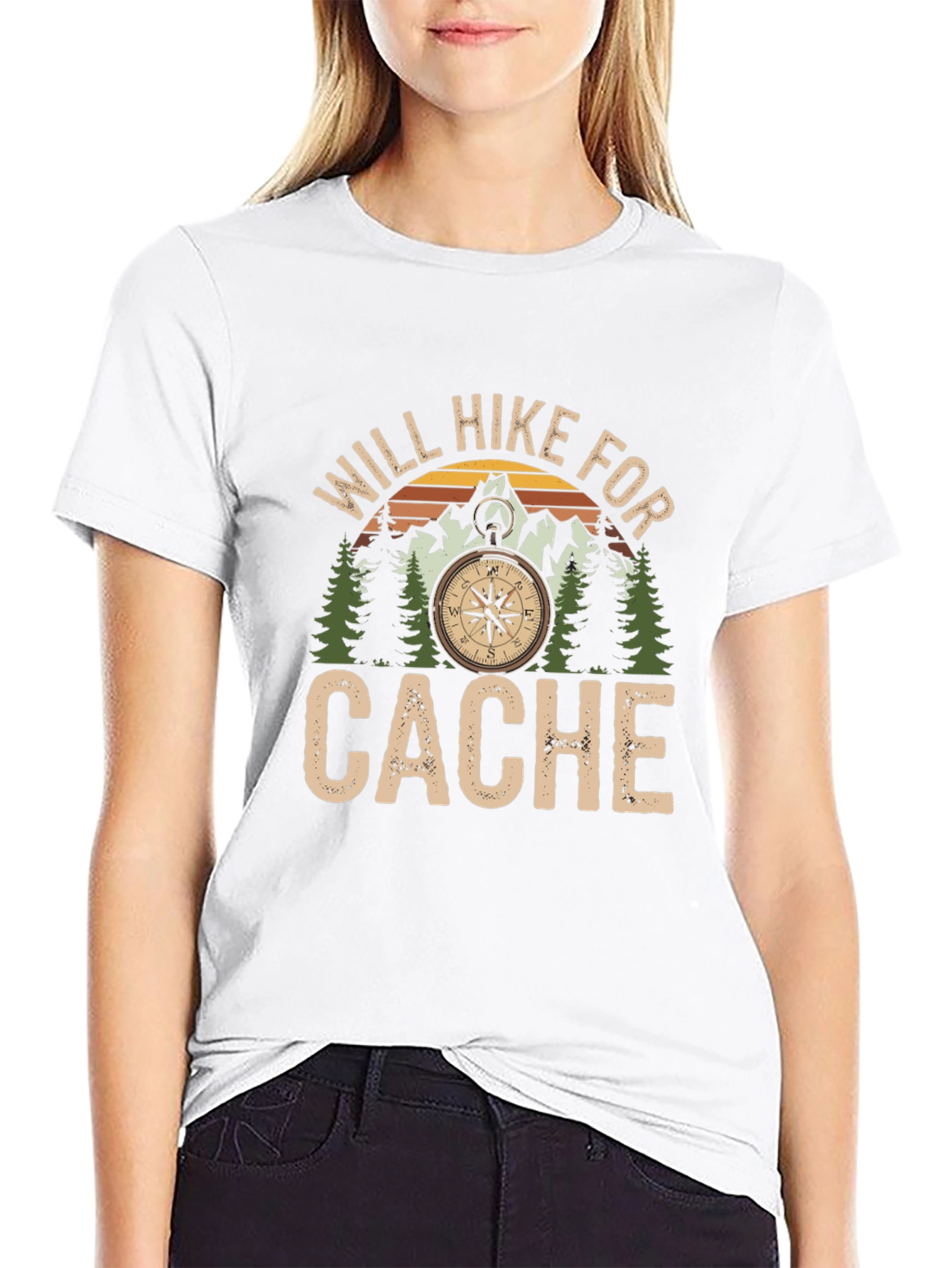 Black Will Hike For Cache Black T-Shirt view 9
