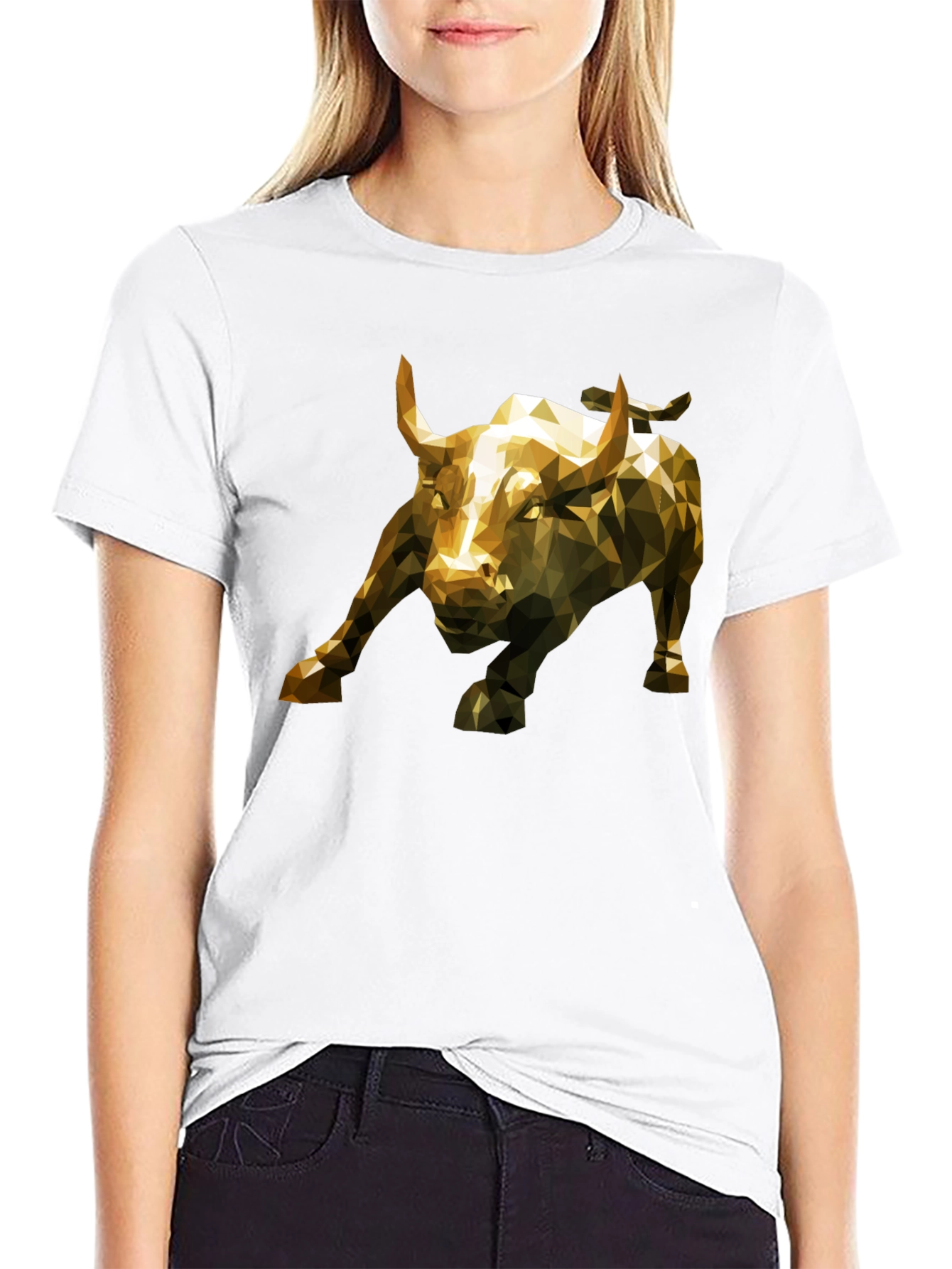 Black Geometric Bull Graphic Tee - Black Short Sleeve T-Shirt view 9