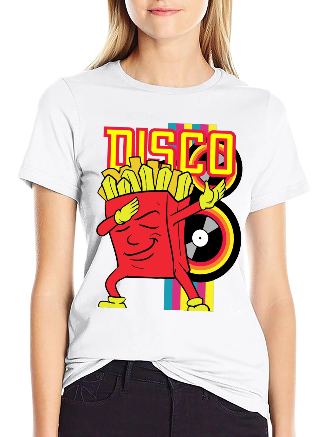 Black Disco Fries Dab Black T-Shirt view 9