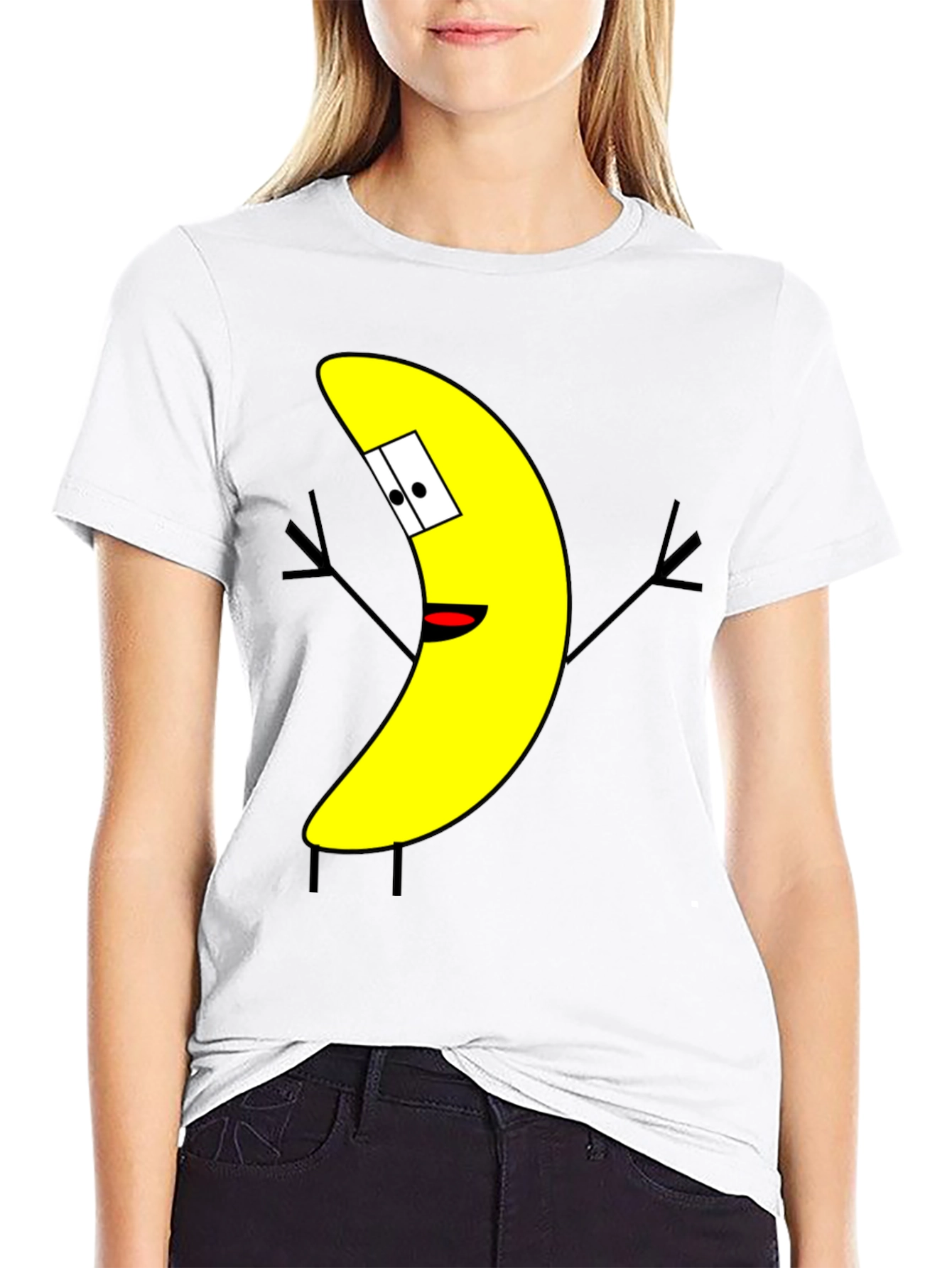 Black Banana Cartoon Character Black T-Shirt view 9