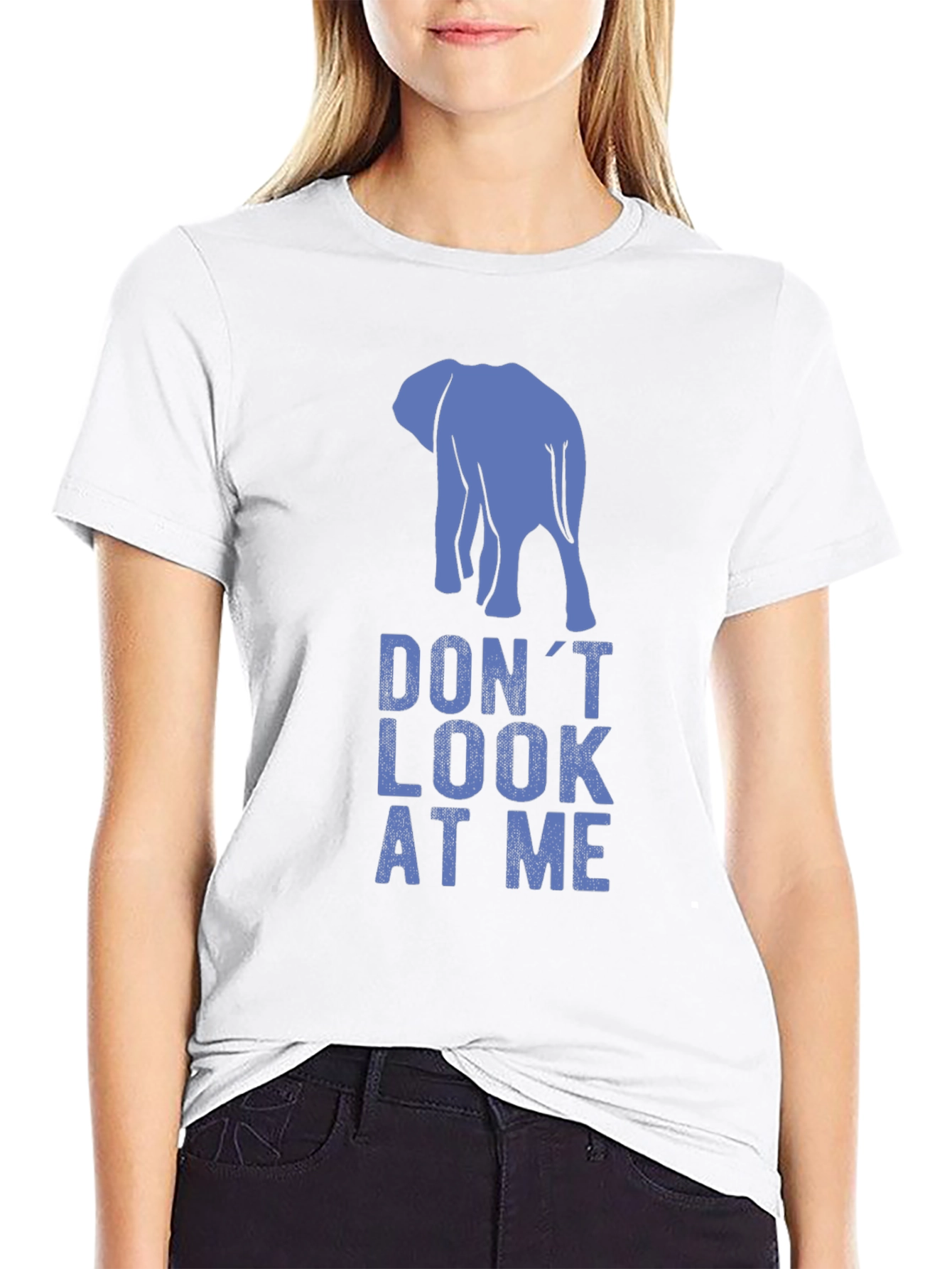 Black Don't Look At Me Elephant Graphic Tee view 9