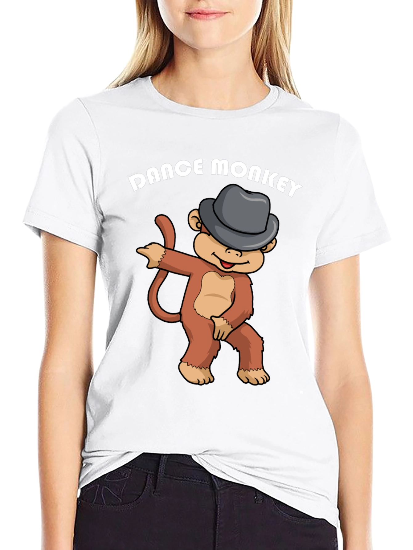 Black Dance Monkey Graphic Tee - Fun Cartoon Shirt view 9