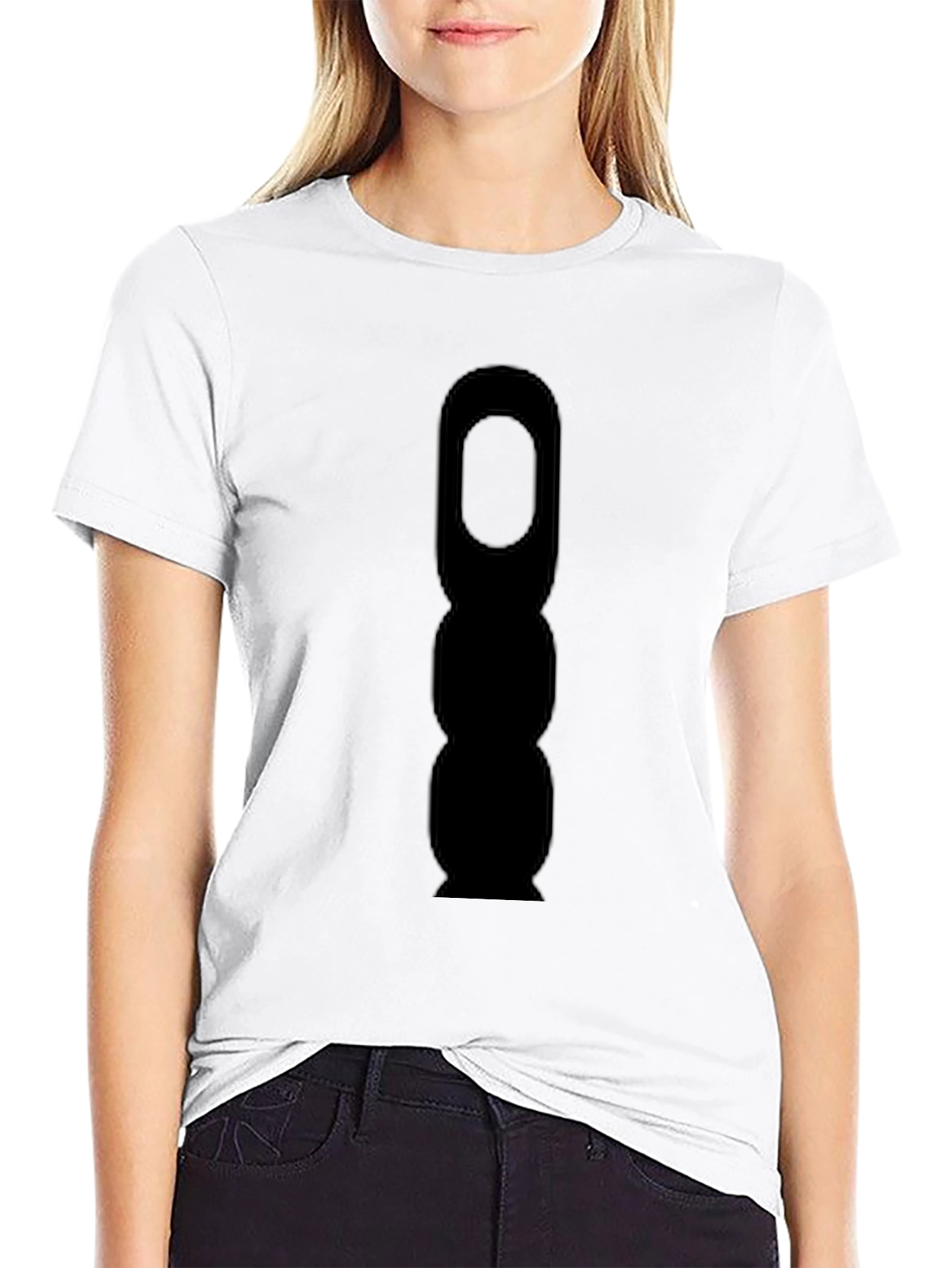 Black Men's Black T-Shirt with Abstract Silhouette Graphic view 9