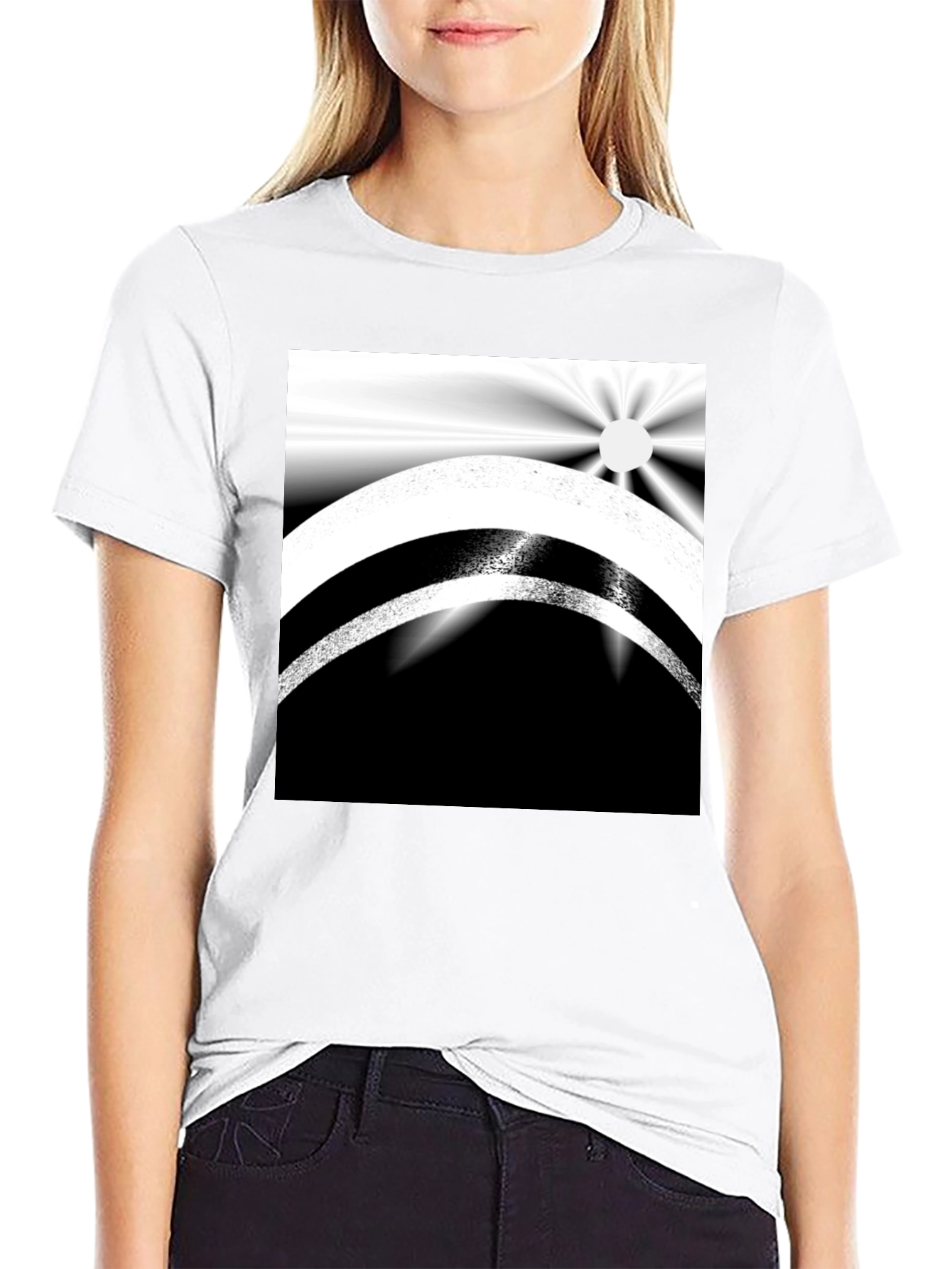 Black Abstract Black and White Graphic Tee view 9