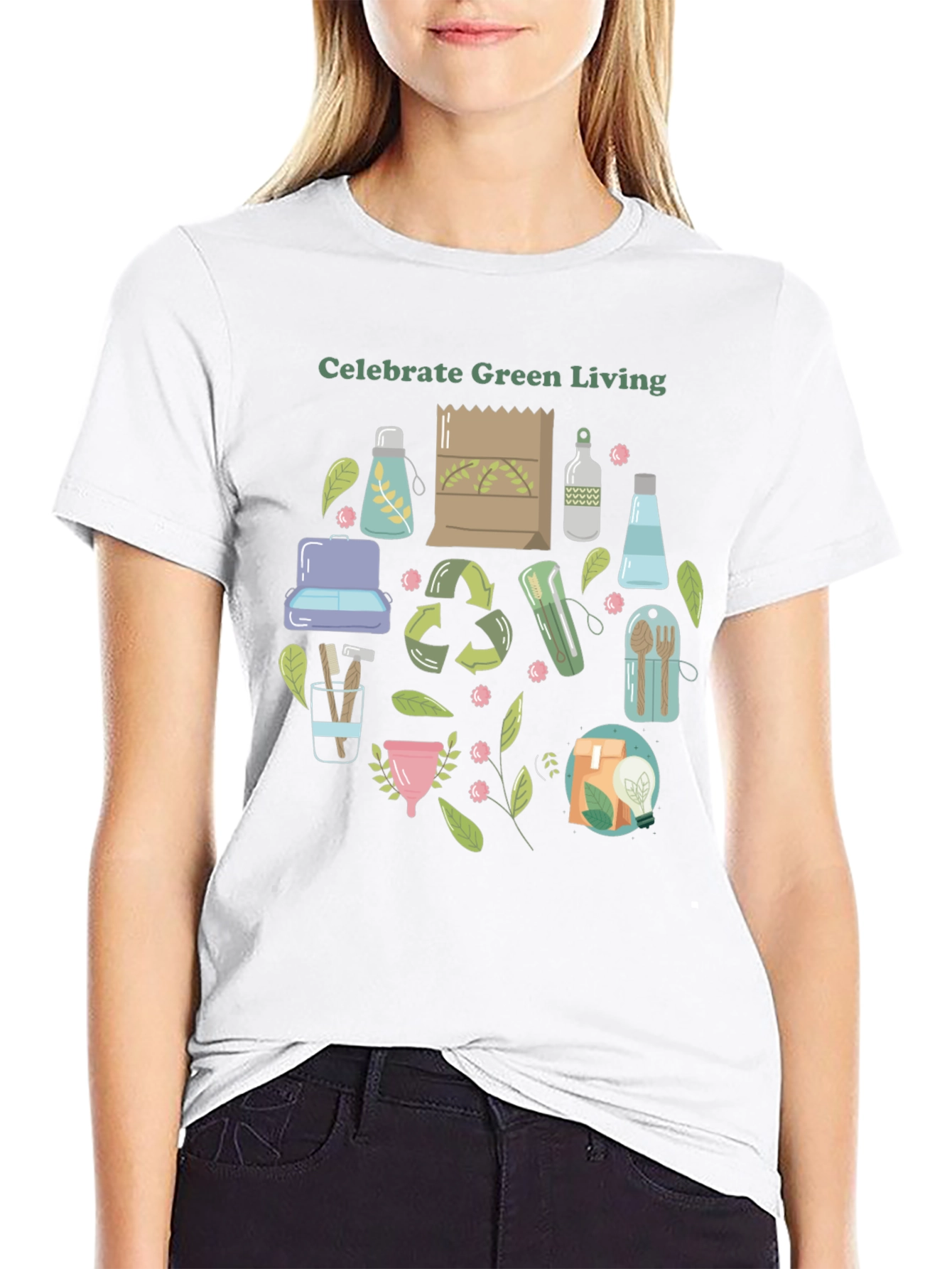 Black Eco-Friendly Living T-Shirt view 9