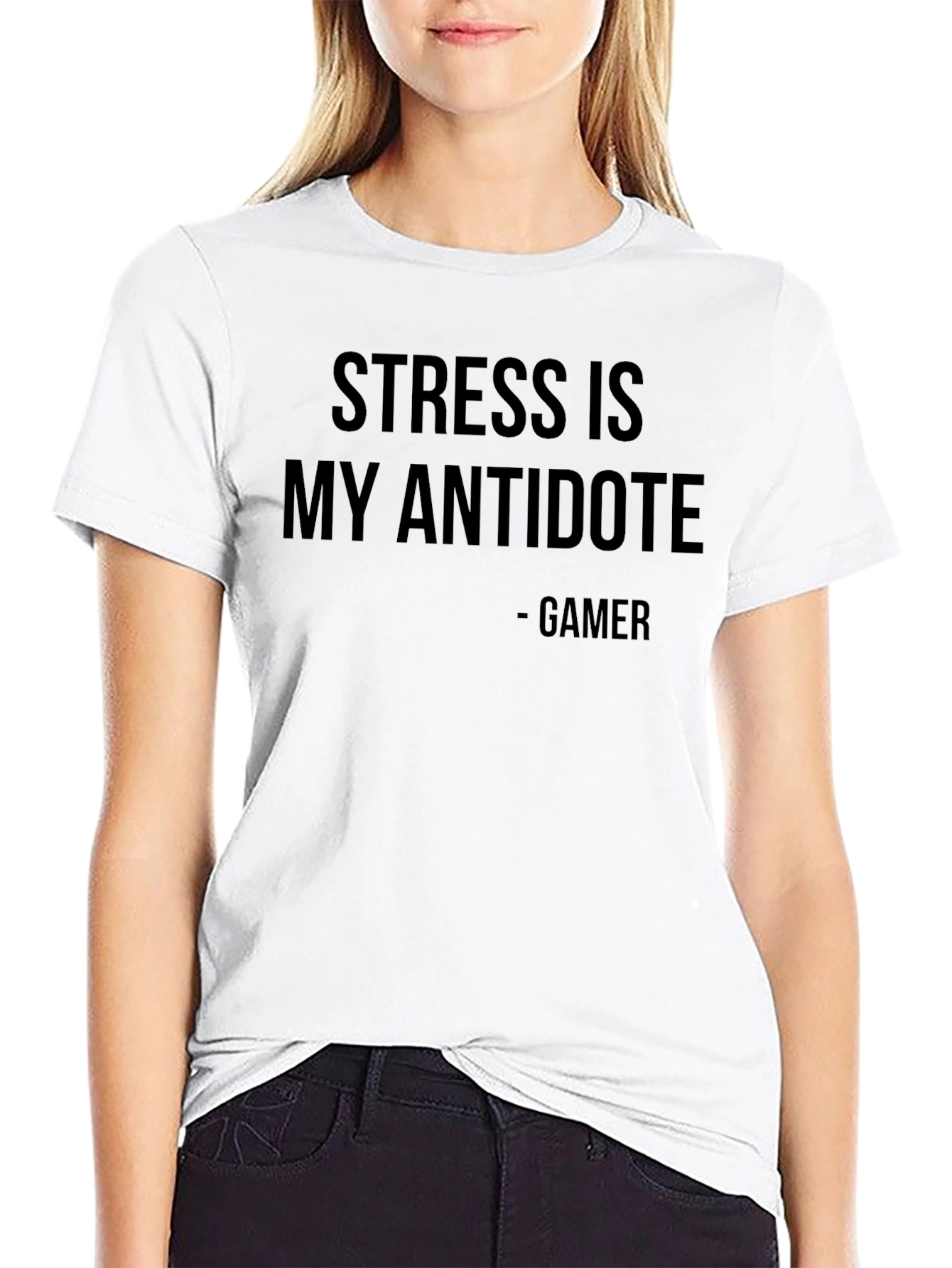 Black Stress Is My Antidote Gamer Graphic Tee view 9