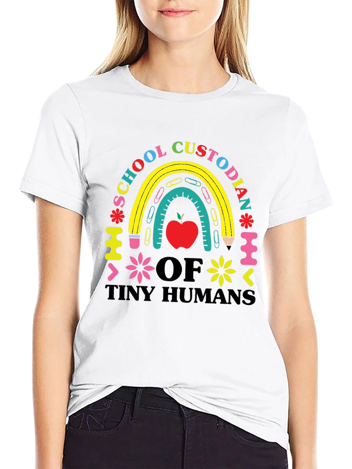 Black School Custodian of Tiny Humans T-Shirt view 9