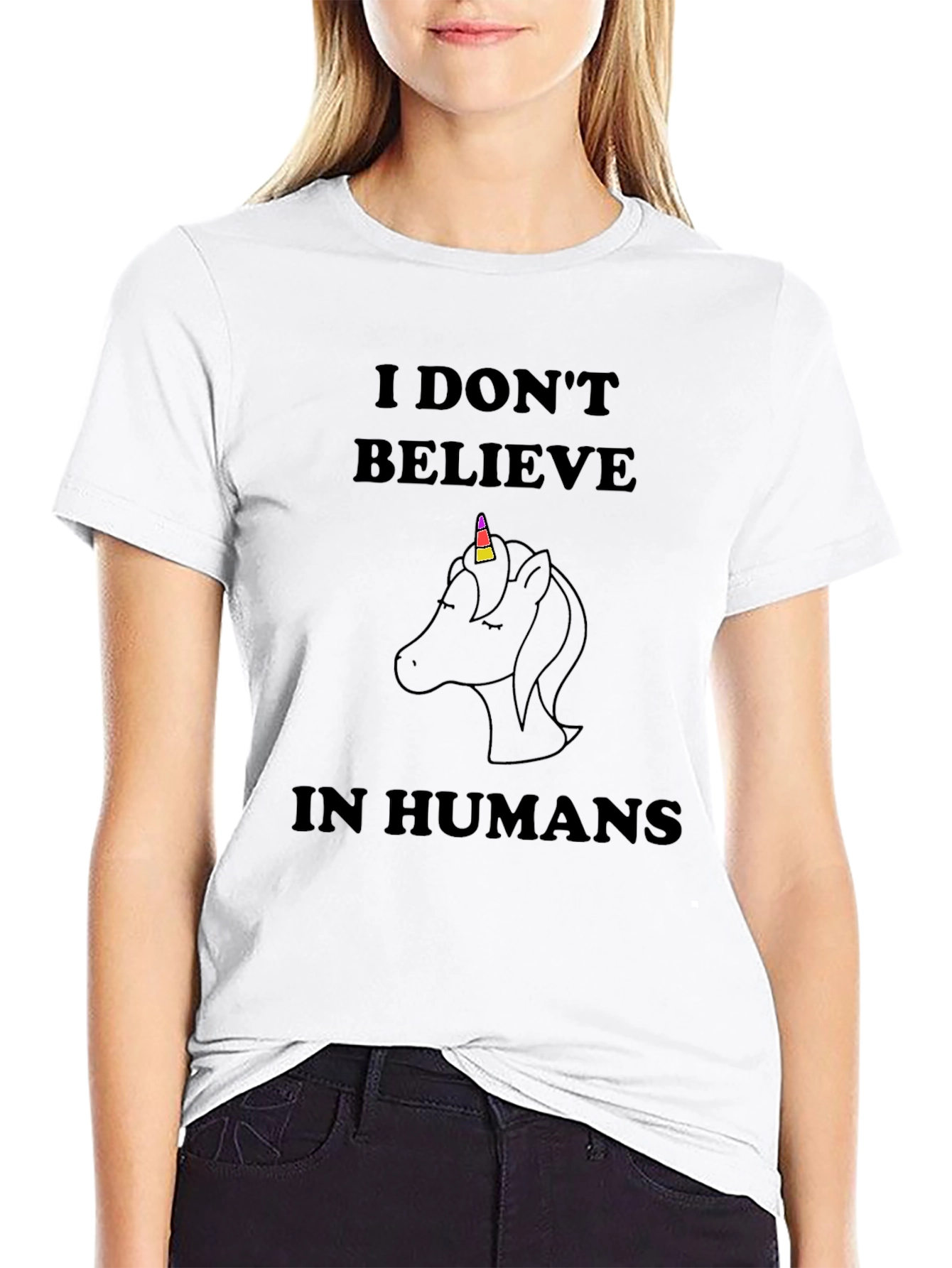 Black Unicorn Believer T-Shirt - Black Cotton Tee view 9